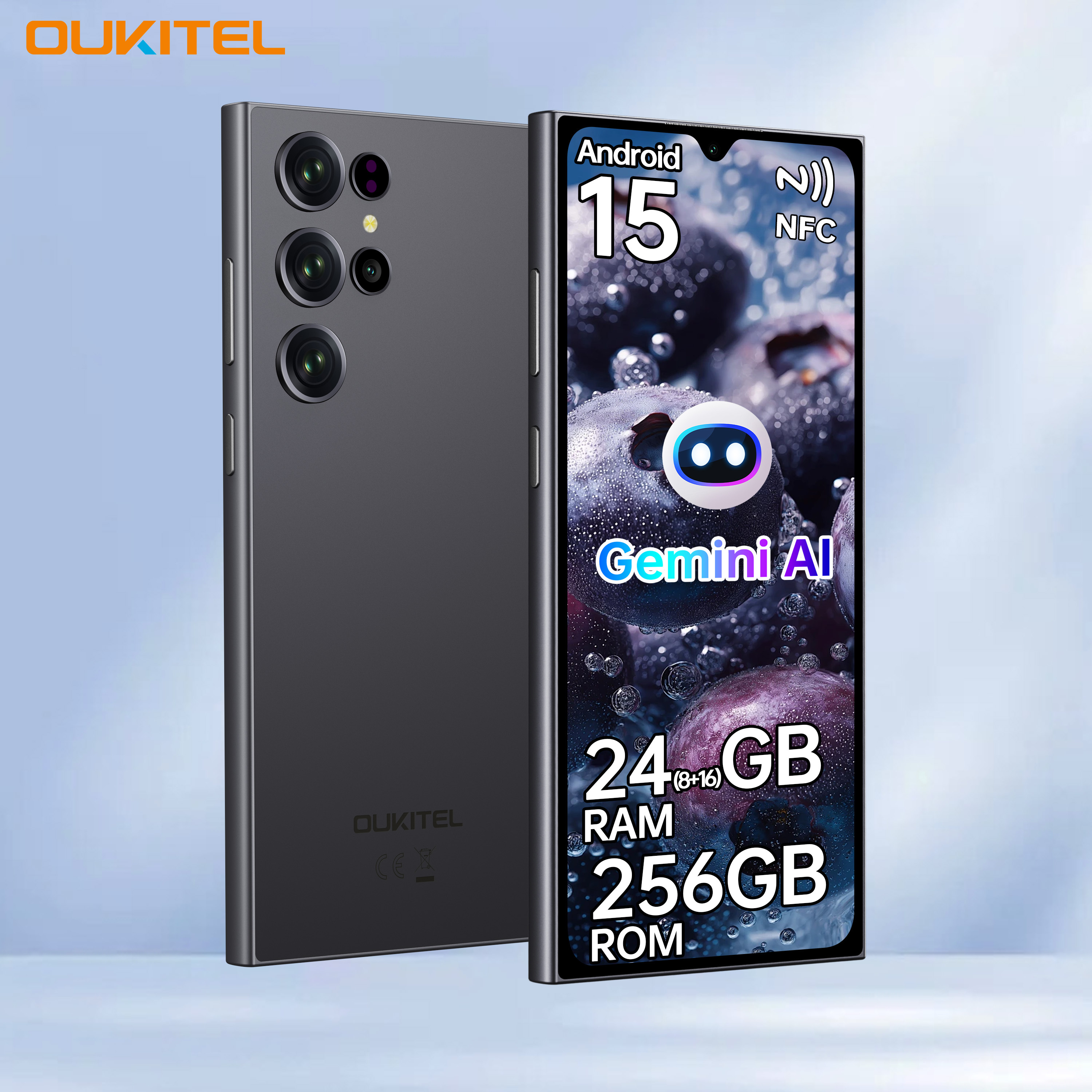 E-shop OUKITEL C61 pro Smartphone Ohne Vertrag 90Hz Handy 256GB ROM Business Smartphone 24GB(8+16) RAM, 15 4G Günstiges Smartphone mit Vertrag,