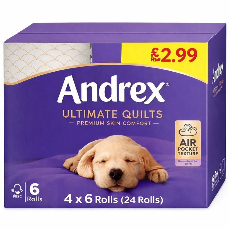 TEMU Andrex Quilts Toilet Tissue Pack Of 6 X 4 Rolls (24 Rolls)