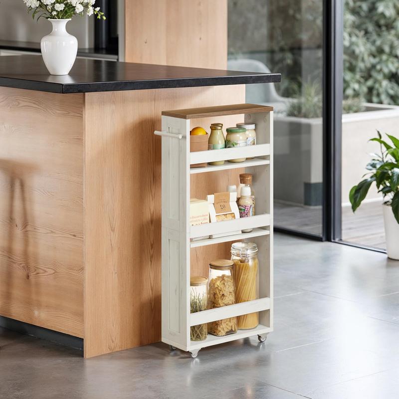 TEMU Carro de almacenamiento de 4 niveles con ruedas y , 15 x 40 x 86,5 cm, baño, lavandería, y