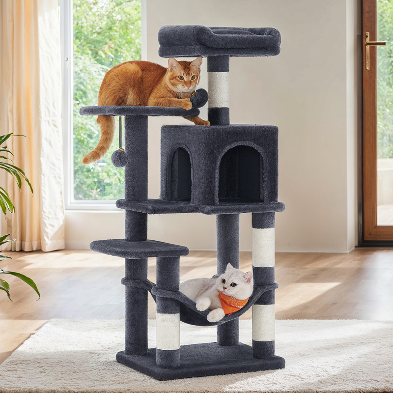 TEMU Árbol para Gatos de 112 cm, 4 Postes Rascadores, 2 , 1 Hamaca, 2 Plataformas, 1 Cueva