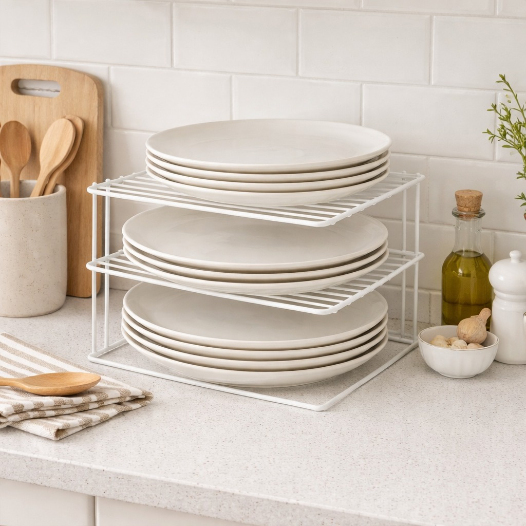 TEMU 3 Tier Kitchen Corner Plate Rack Cupboard Shelf Insert Organiser And Space Saver Unit Storage Organizer