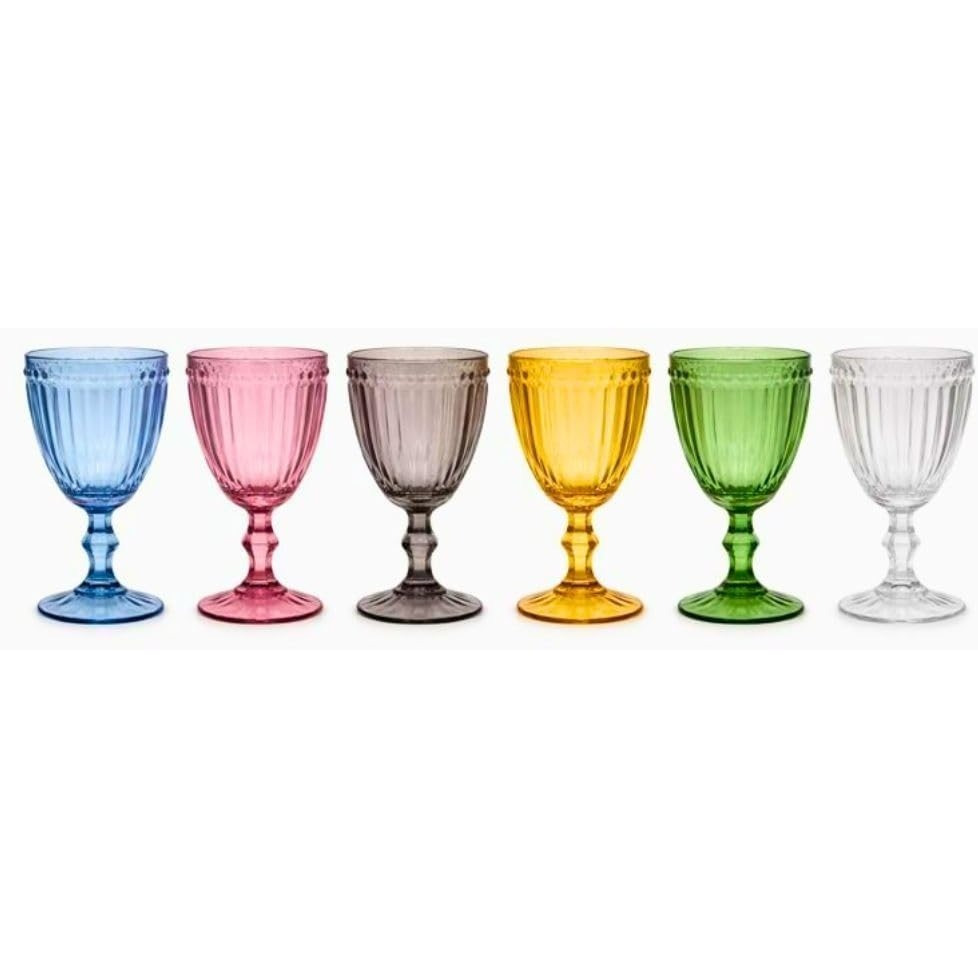 Cecaro Group Set Of 6 Stained Glass Wine Glasses, 270 Ml – Durable Glasses – Elegant Design – 8.8 X 16.5 Cm