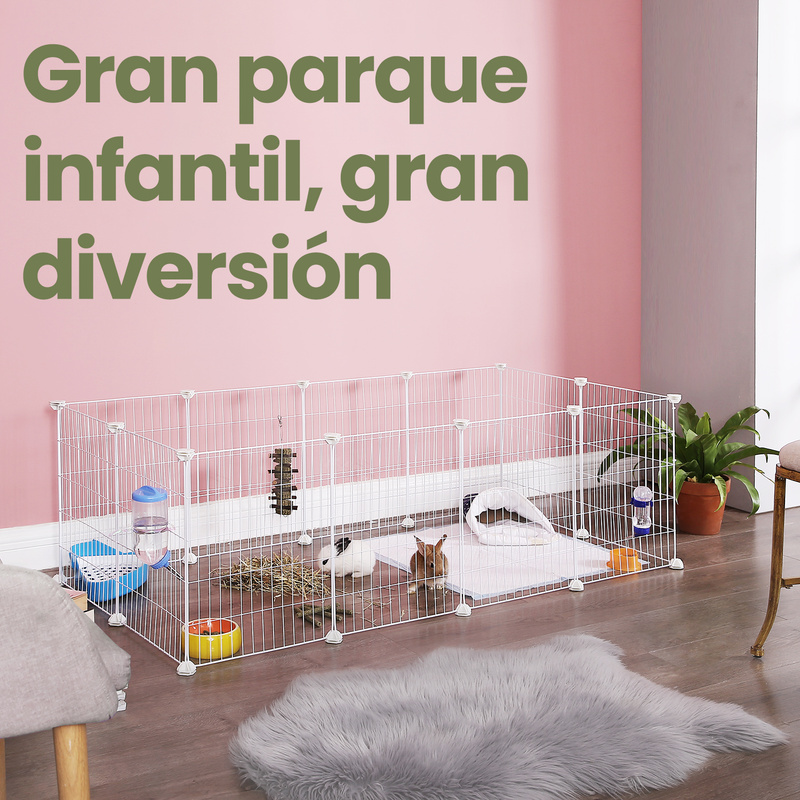 TEMU Jaula para mascotas, valla metálica, hámster, , adecuada para animales pequeños, blanca