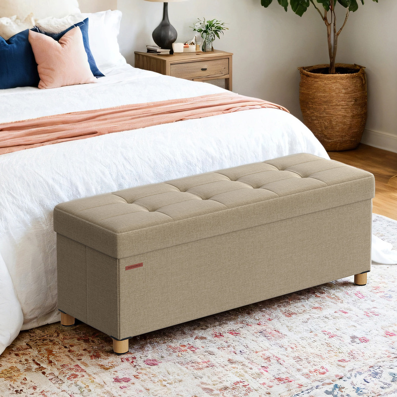 38 x 110 x 40 cm Taburete de Almacenamiento, Reposapiés de Cama, para Sala de Estar, Do...