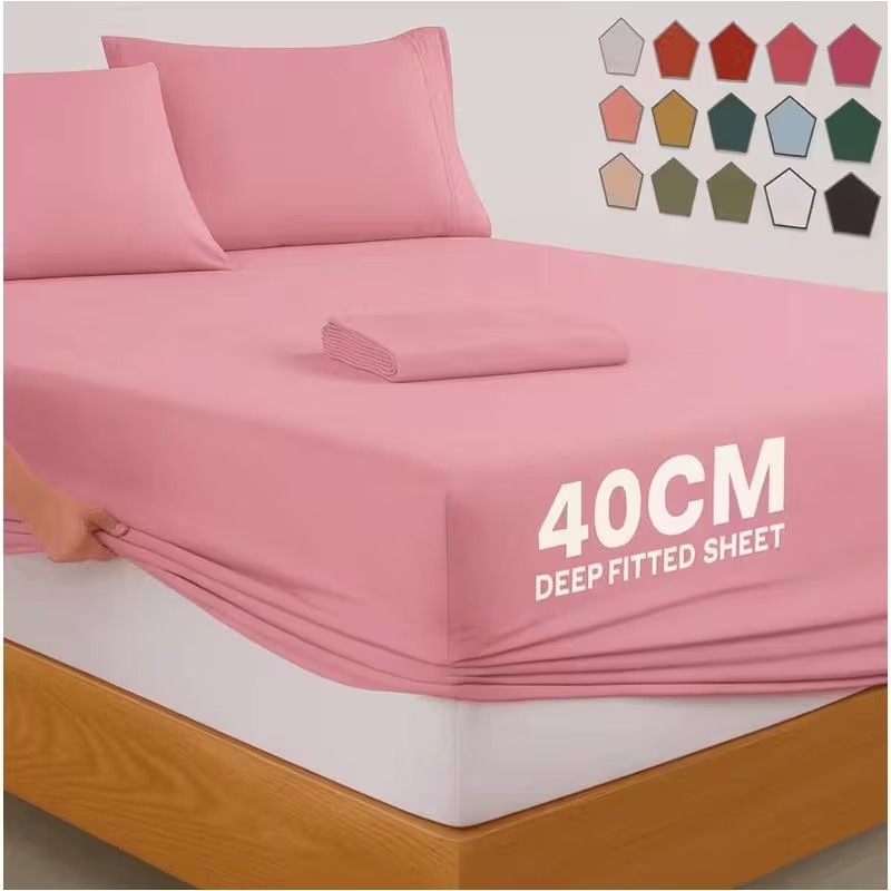 4b 40cm deep pocket fitted sheet durable   perfect   practical fitted bed sheet designed for deep mattresses elasticated edges provide secure coverage suitable for everyday bedroom use guest rooms and rental   easy to wash and   for regular household needs