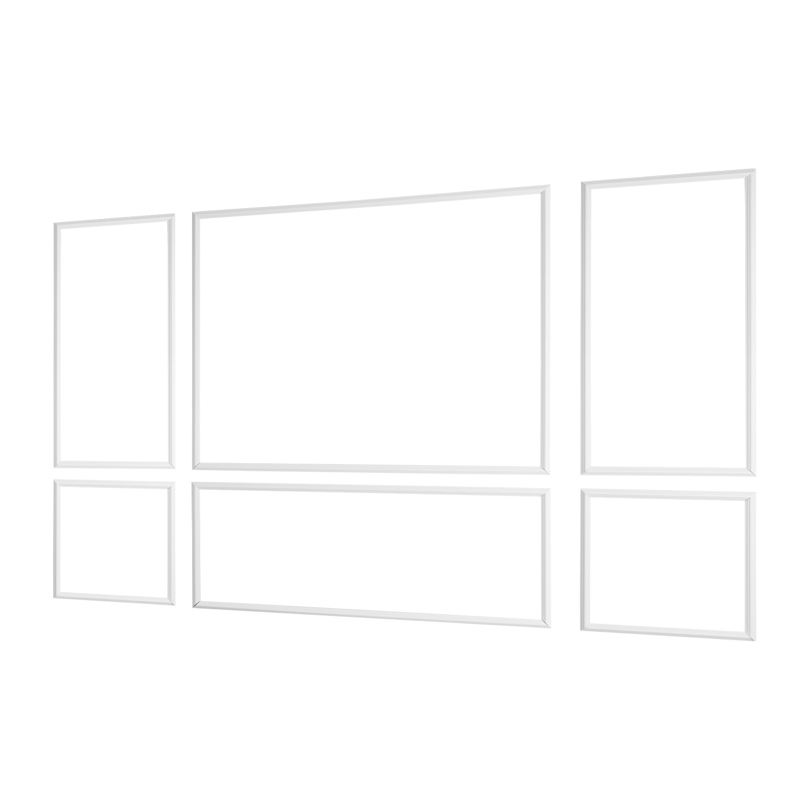 Vevor Wall Molding 3-pack, Wainscoting Panels Kit, Lightweight Paintable Polystyrene, Easy-to-install Accent Wall Trim For Interior Décor In Living Room, Bedroom, Home, White (58x143 + 58x58 Cm)