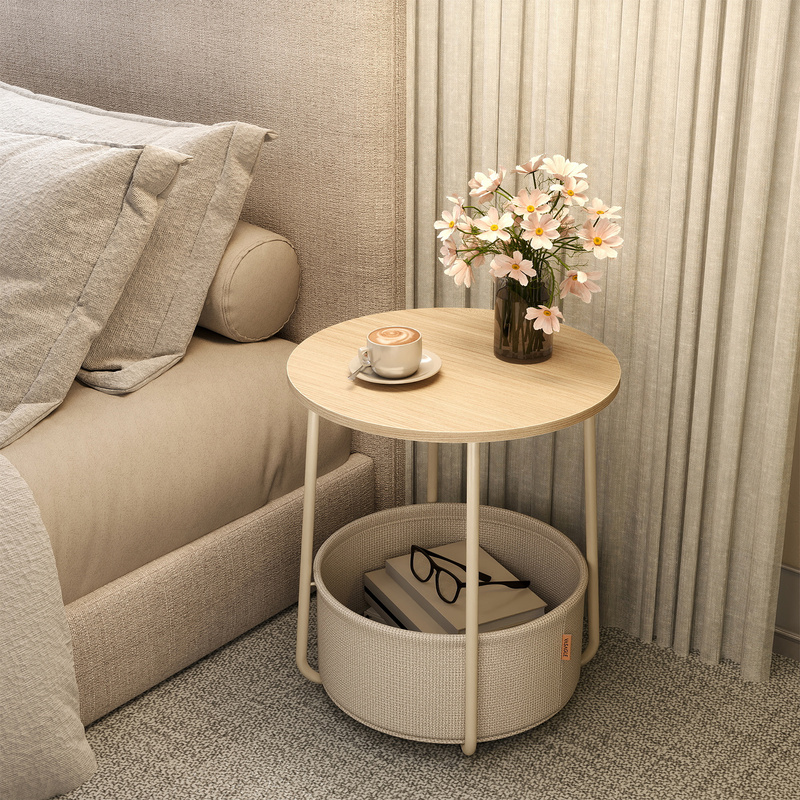 TEMU Redonda Pequeña, para Salón, Dormitorio, Estilo Moderno, con Cesta de Tela
