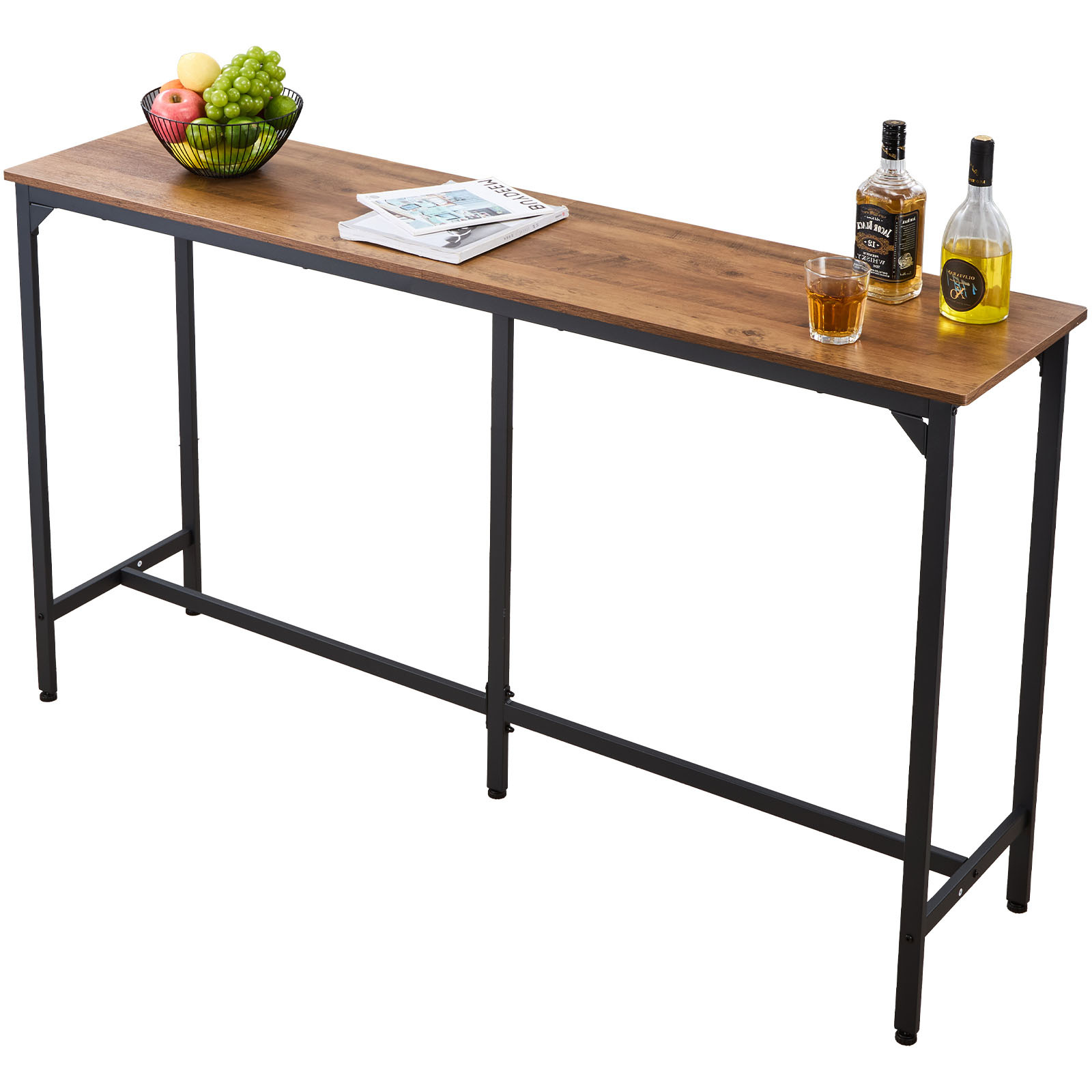 TEMU Vevor Bar Table, 1pc 1600.2mm Kitchen Bar Table, Tall Dining Tables With Rounded Edge, Rectangular High Tables For Balcony, Living Room, Light