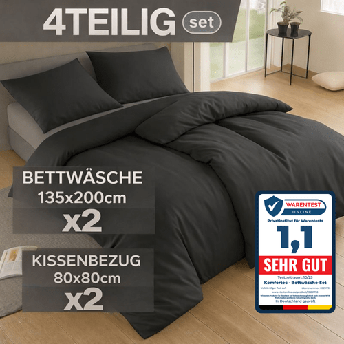 4-teiliges bettwäsche-sets 4 verschiedene größen – 2x bettbezug & 2x kissenbezug 80x80 cm & 40x80 cm, weiche mikrofaser, atmungsaktiv & pflegeleicht, ganzjahresgeeignet
