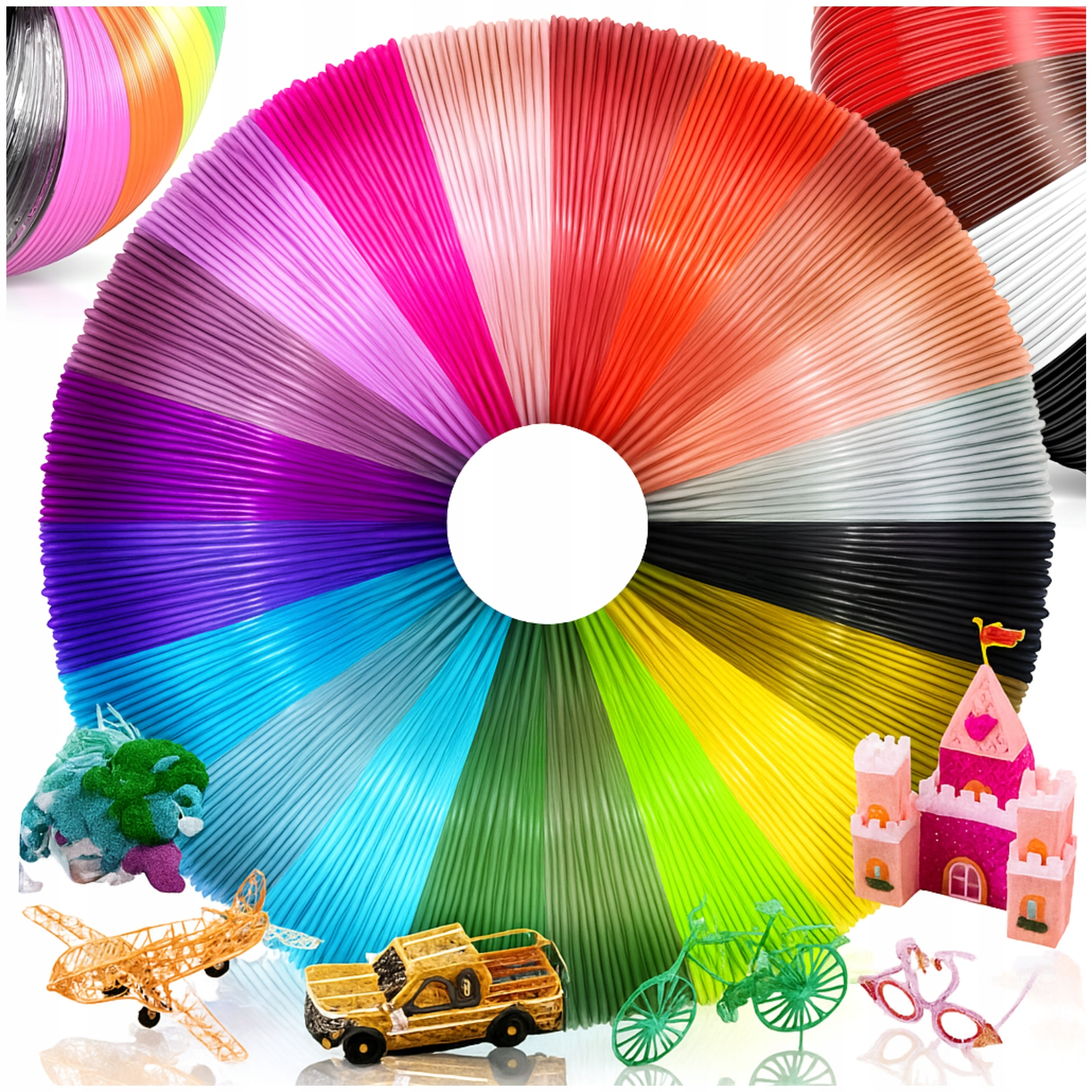 TEMU Juego de Filamento PLA para Bolígrafo 3D, 40 Colores Surtidos, Total de 100 Metros, Material No , Ideal para Proyectos Artísticos y Educativos,