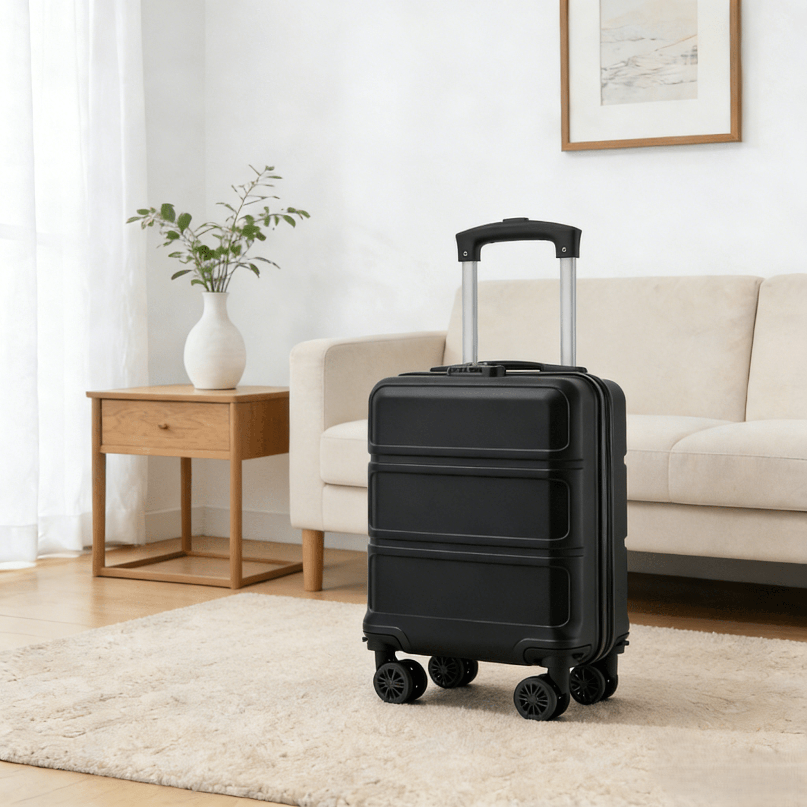 Kono 15 Inch Abs+pc Hard Shell Cabin Luggage With Removable Spinner Wheels, Lightweight Carry-on Suitcase