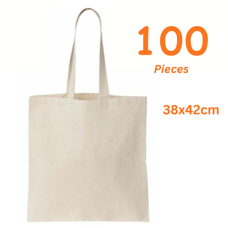TEMU 100pcs Cotton Tote Bags – Blank Reusable Cotton Bags With Handles – Ideal For Printing, Diy Crafts, Grocery, Shopping, Gift & Event Use Pack Of