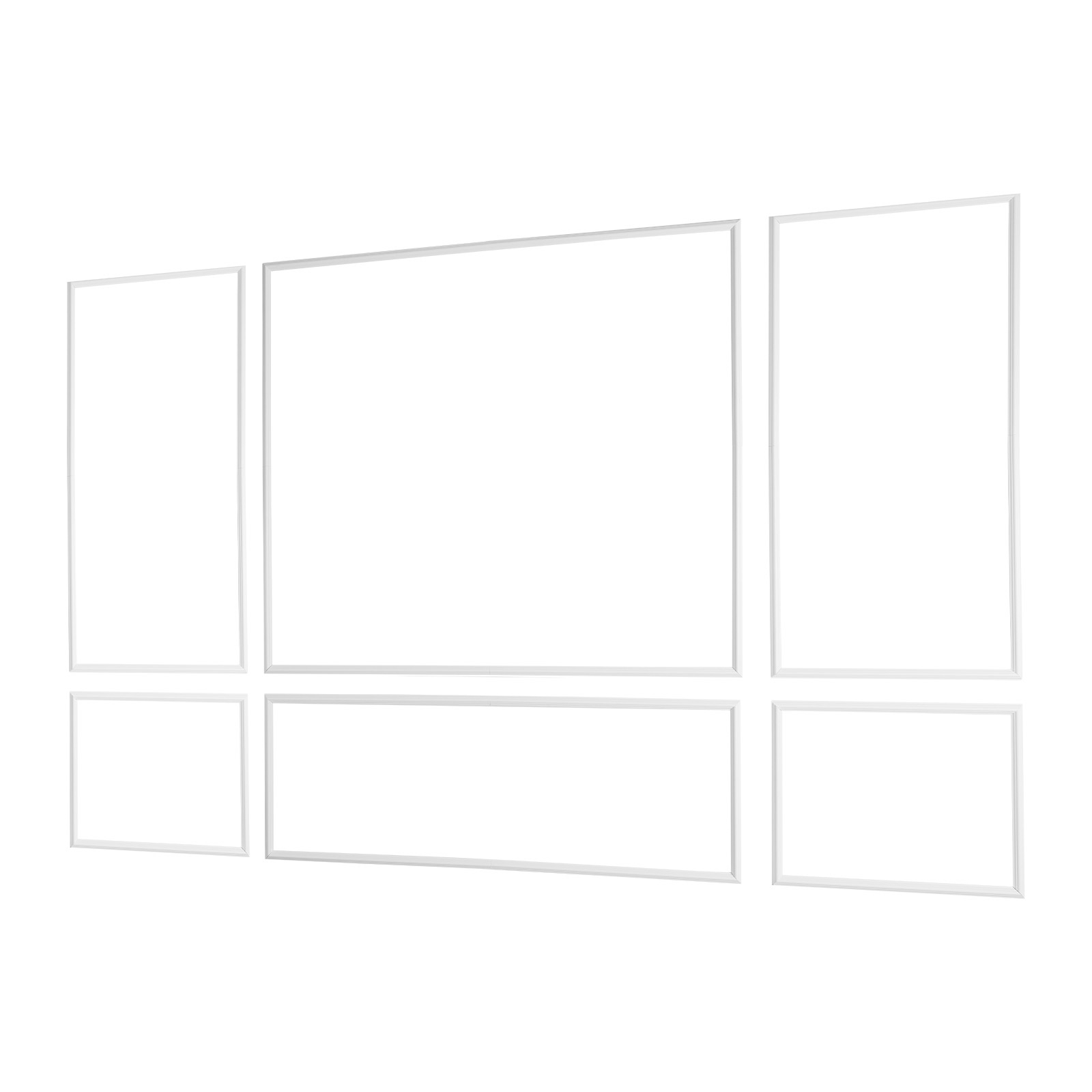 Vevor Wall Molding 3-pack, Wainscoting Panels Kit, Lightweight Paintable Polystyrene, Easy-to-install Accent Wall Trim For Interior Décor In Living Room, Bedroom, Home, White (79x160 + 79x61 Cm)
