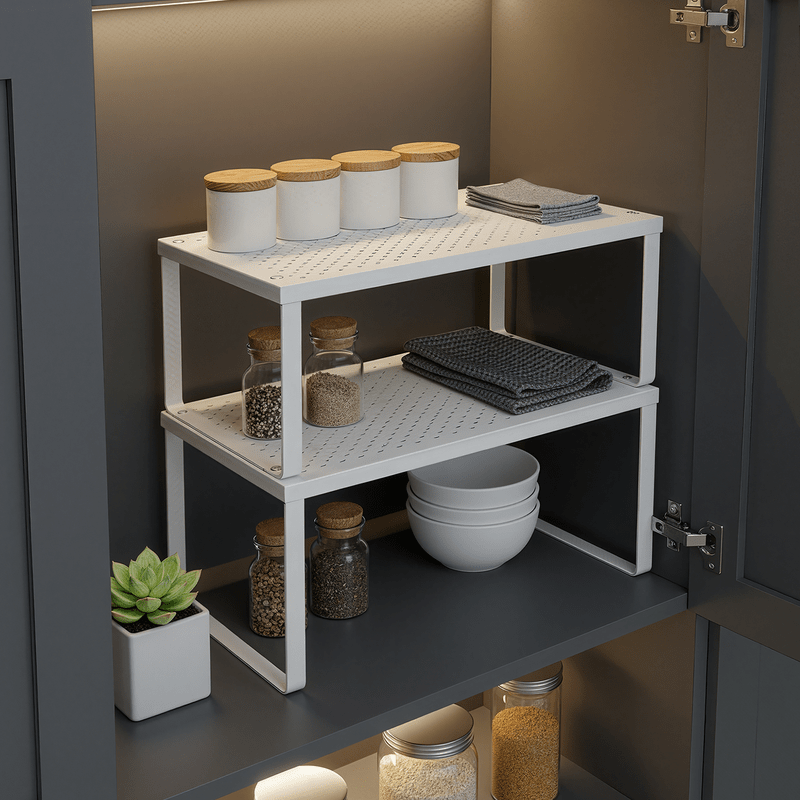 TEMU Estante de Especias, Juego de 2 Especieros Expandibles y Apilables, Estante de Cocina, Metal