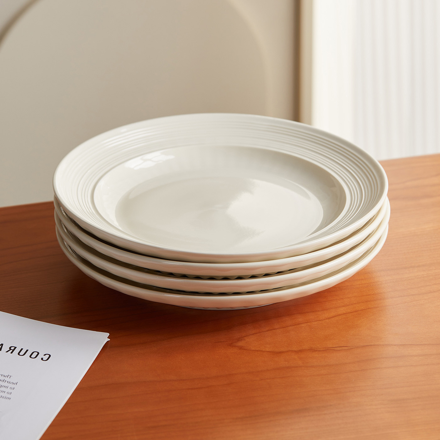 TEMU Ensemble de table en céramique 4 pièces, 10 pouces, Ø25,4 cm, comprenant : assiette, assiette de plat principal, assiette, assiette à pâtes,