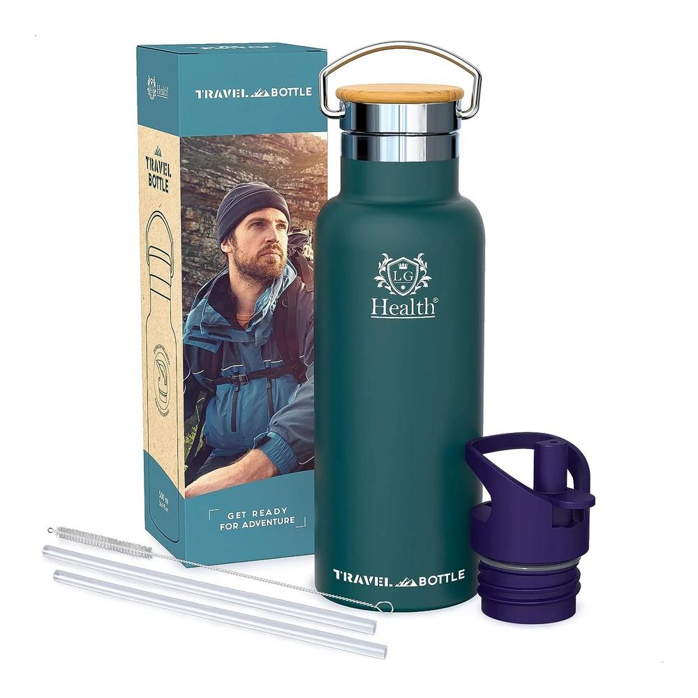 TEMU LG Luxury & Grace Botella de Agua Acero Inoxidable 500 ml. Cantimplora de Metal con de Neopreno. Botella Térmica para Bebidas Frías y Calientes