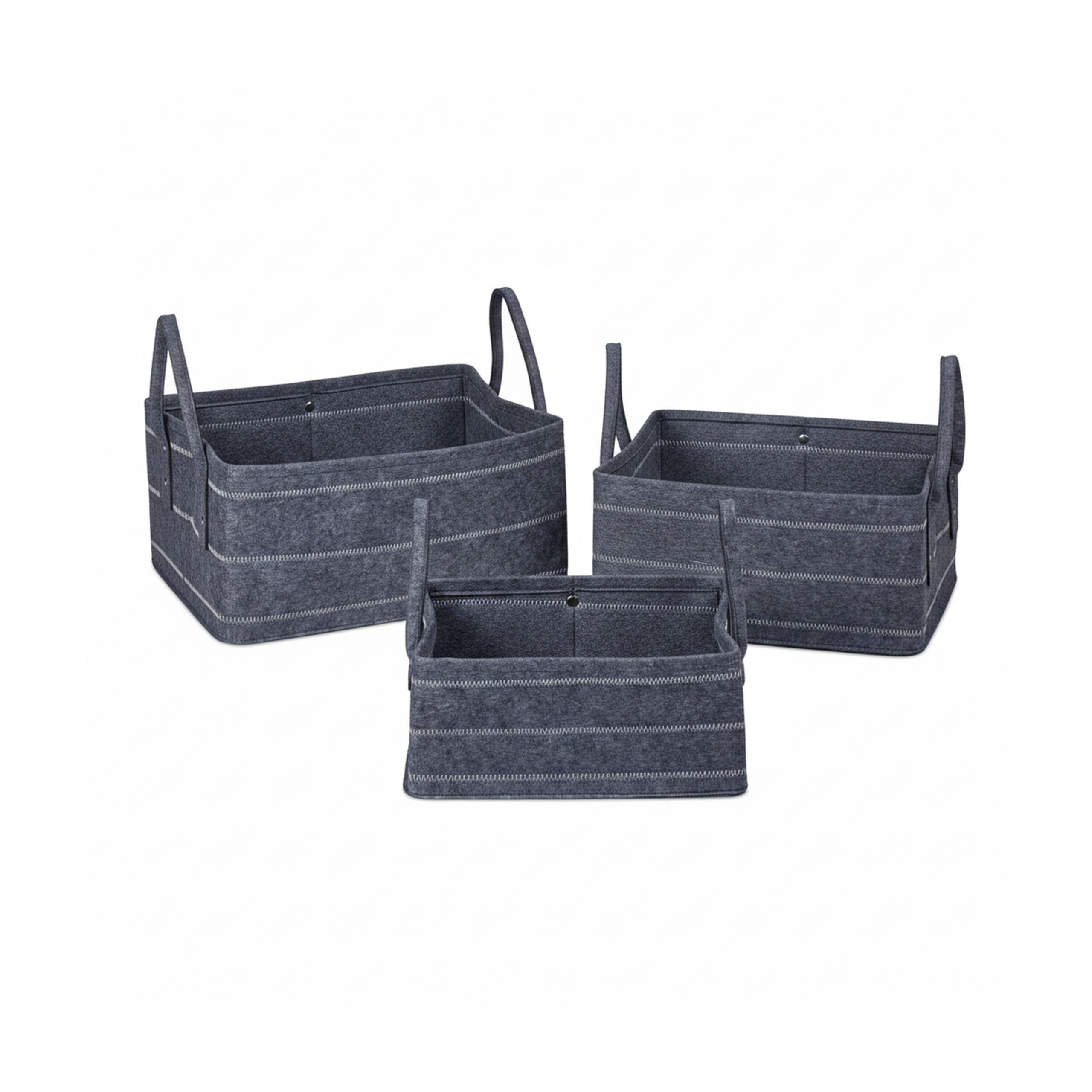 3-Piece Storage Basket Set in Dark Grey