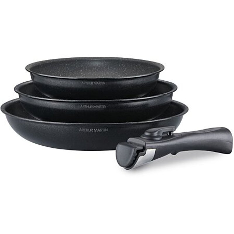 Set Of 3 Aluminum Pans 20, 24, 28 With Removable Handle Martin Am130b