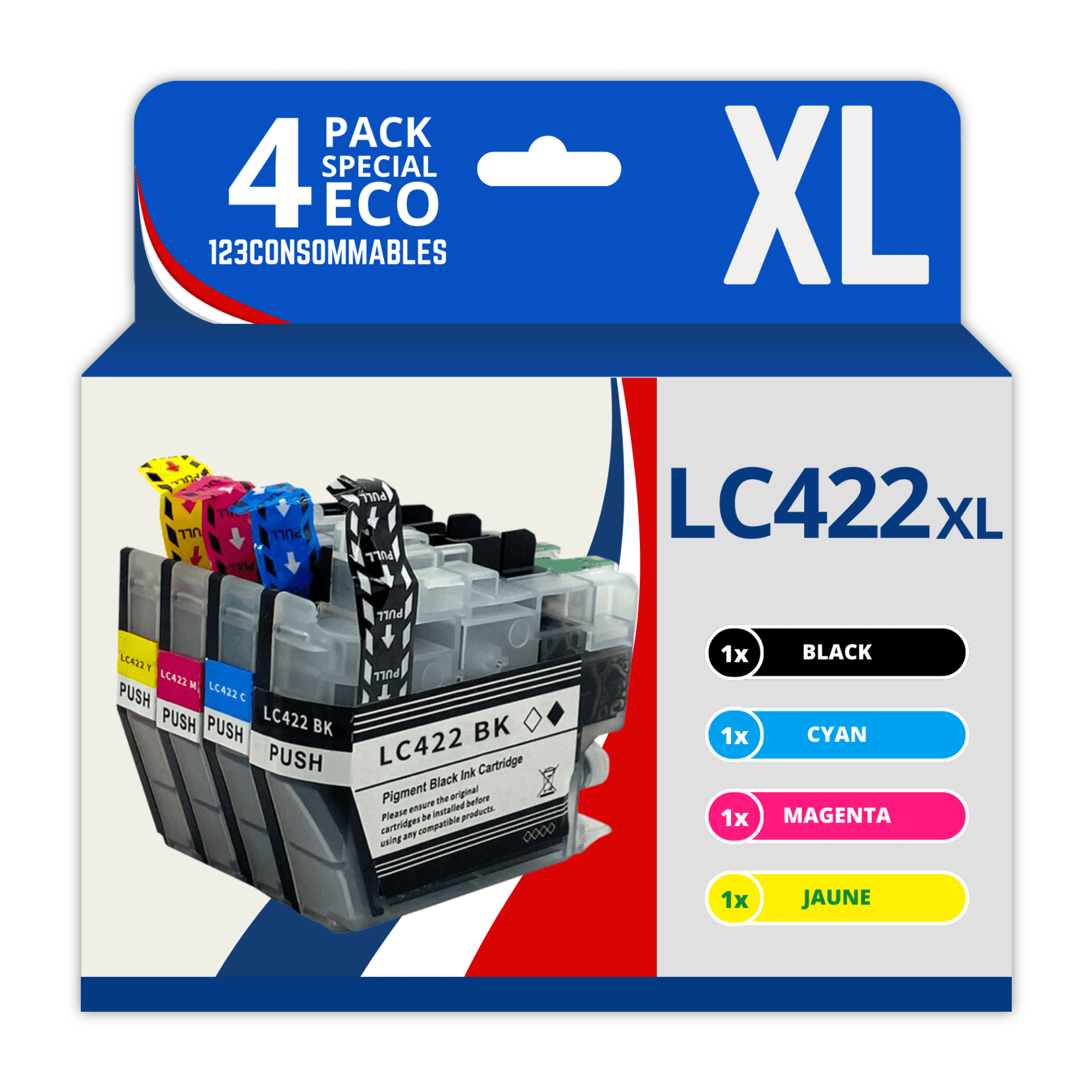 TEMU 123CONSOMMABLES - LC422XL - Cartouches d'encre XL Grande √É¬© LC-422XLVAL Compatible avec Brother LC-422XLVAL pour Brother MFC-J5340DW