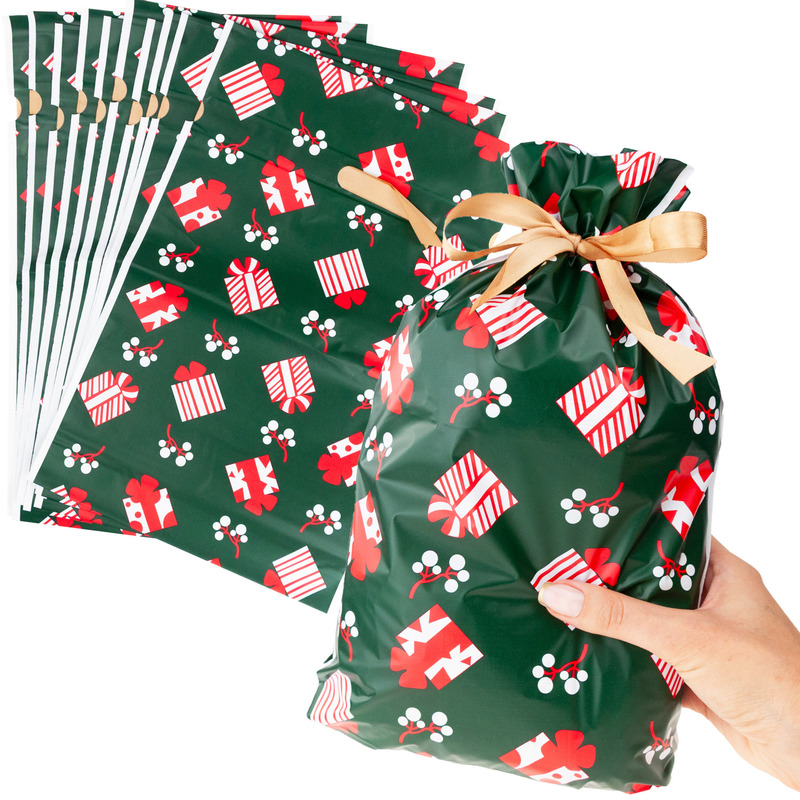 Gift Presentation Bags Foil Gift Bags 10pcs Santa Claus