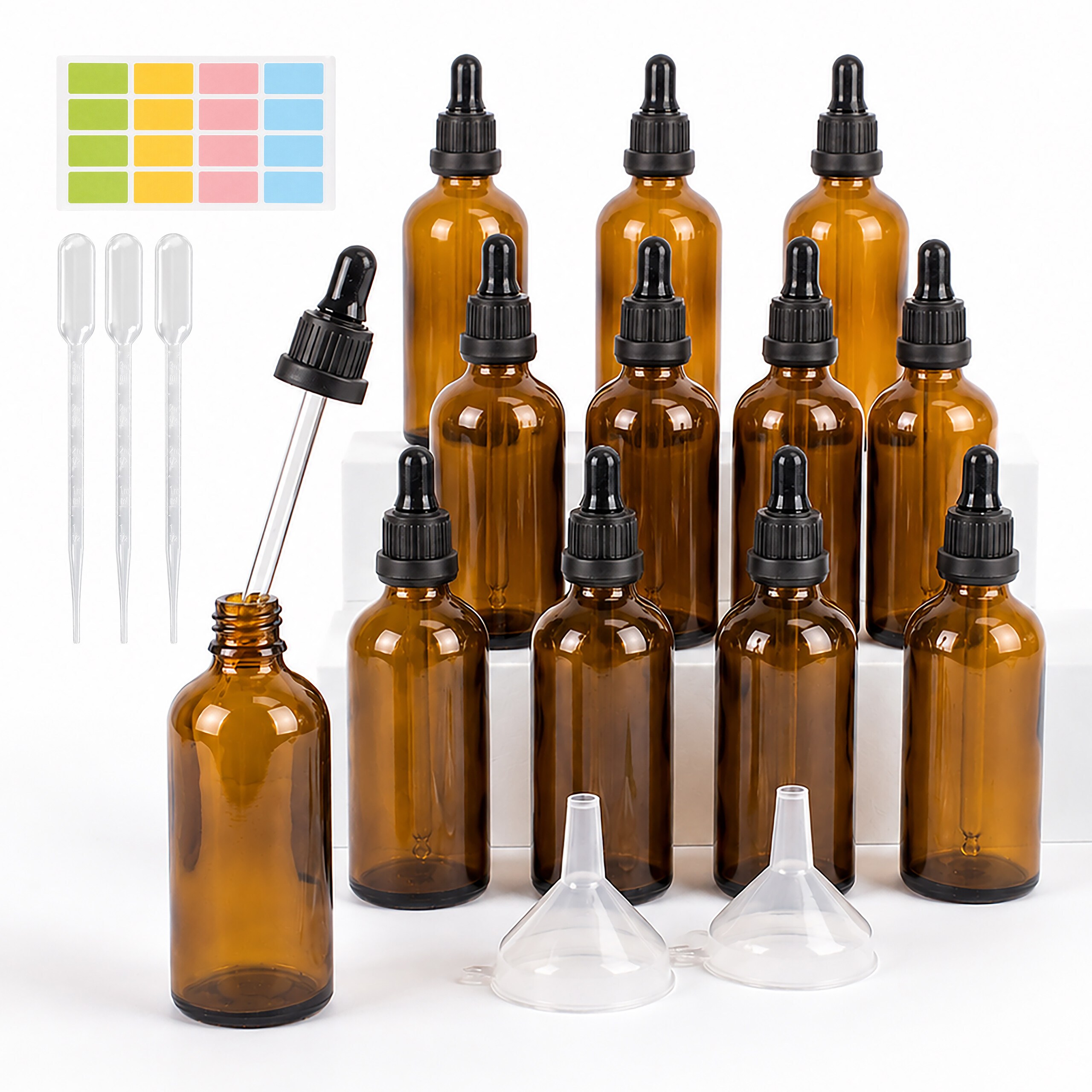 12 X Brown Pipette Bottles - 100 Ml