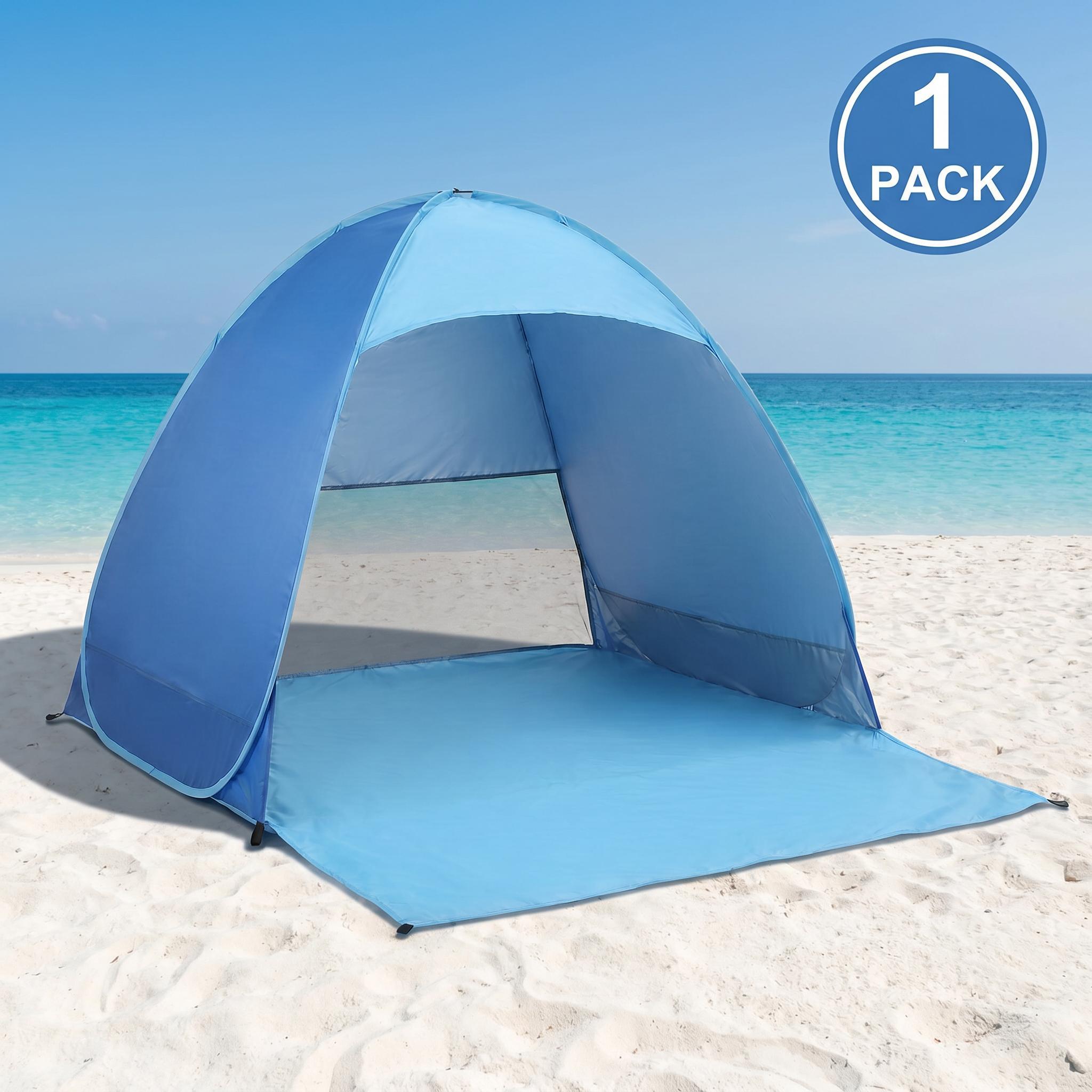 TEMU Automatisches Pop-Up-Strandzelt für 2-3 Personen, sofortiger Aufbau in 2 Sekunden, UPF50+ Sonnenschutz, tragbares, leichtes Sonnenschutzzelt mit