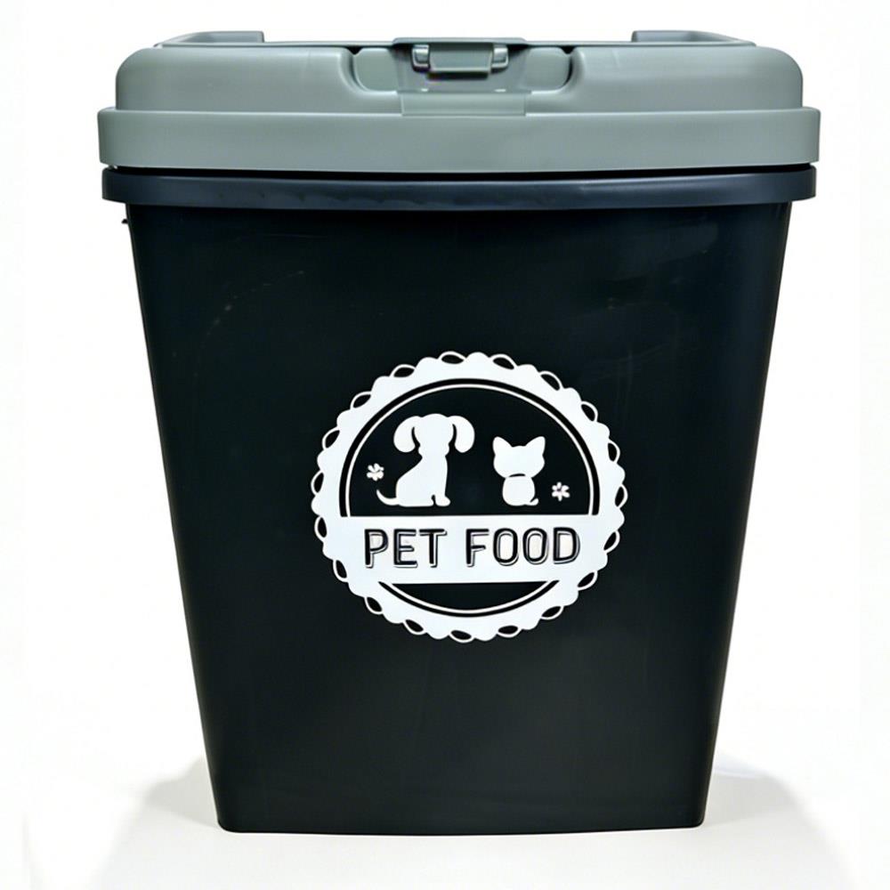 TEMU 40l Pet Food Storage Container Airtight With Lock – Holds 15kg Dry Food, Plastic Food Dispenser Bin With Scoop For Bird Fish Food Black/grey