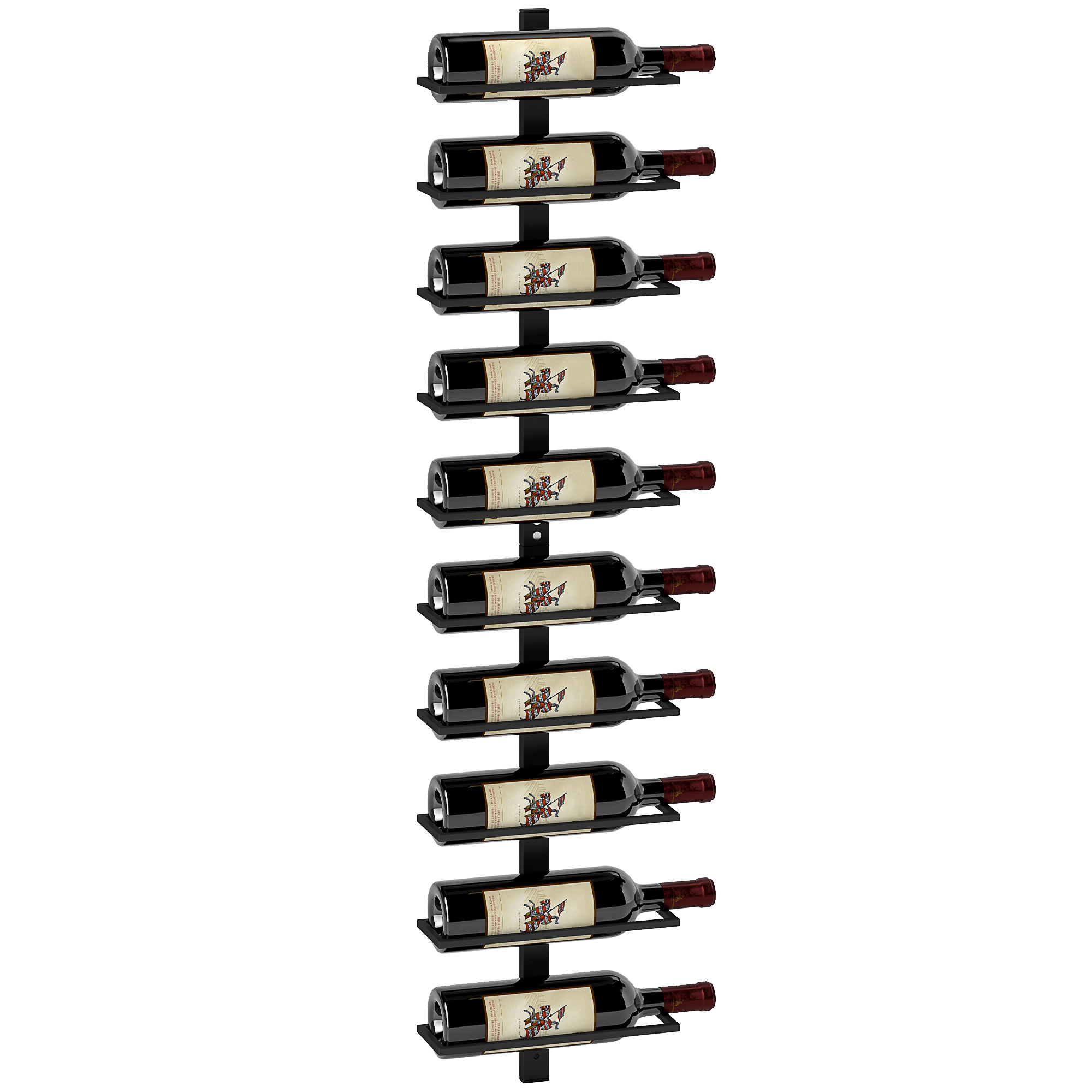 TEMU HOMCOM 10-Tier Wall Mounted Bottiglia Rack, Vino Scaffale in Acciaio per 10 Bottiglie, Vino per Cucina, Bar, Sala da