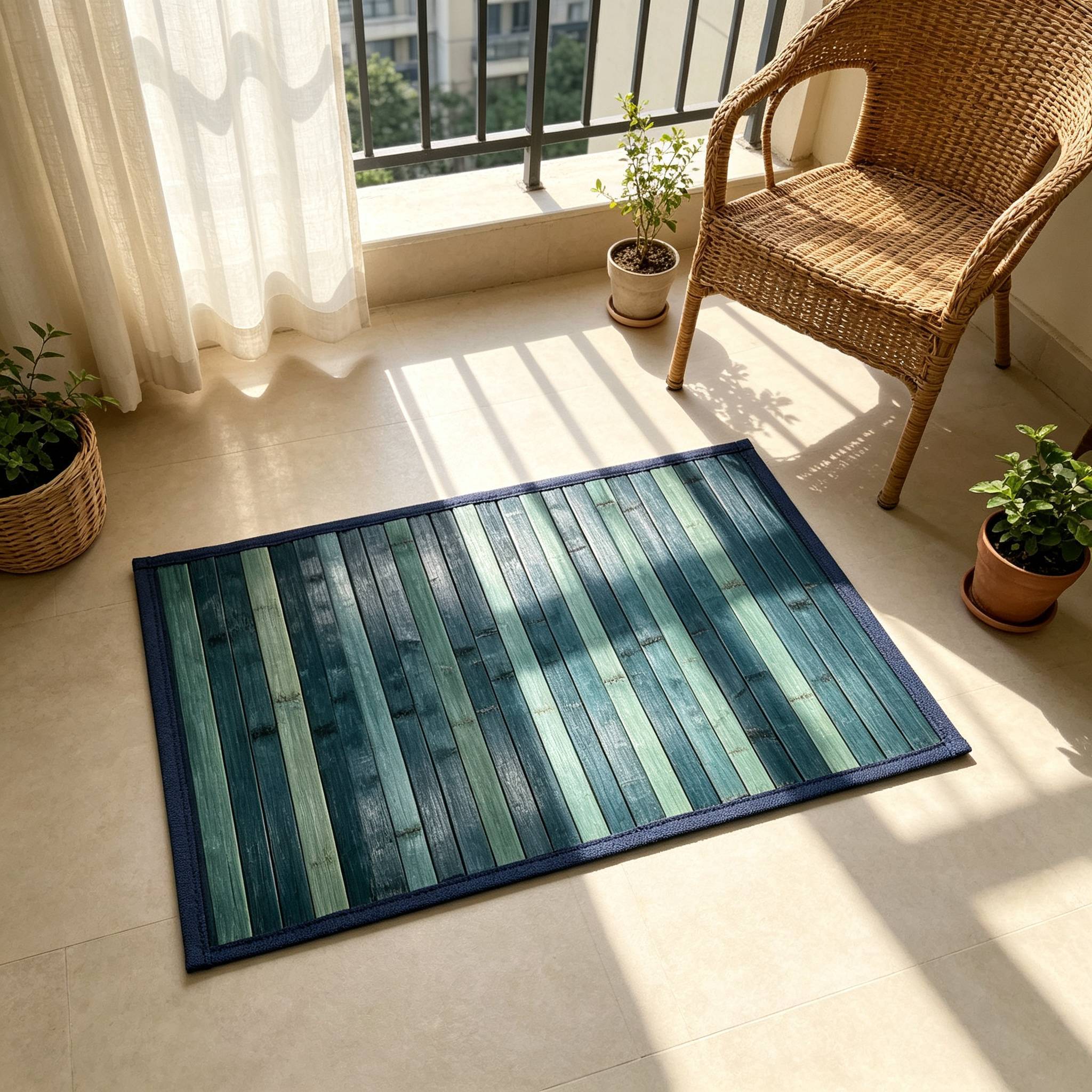 TEMU Tappeto in Bamb羅 50�80Cm, Tappetino Antiscivolo con Retro Antiscivolo per Interni, Tappeto Zebra in Bamb羅, Tappeto Traspirante per Cucina Bagno