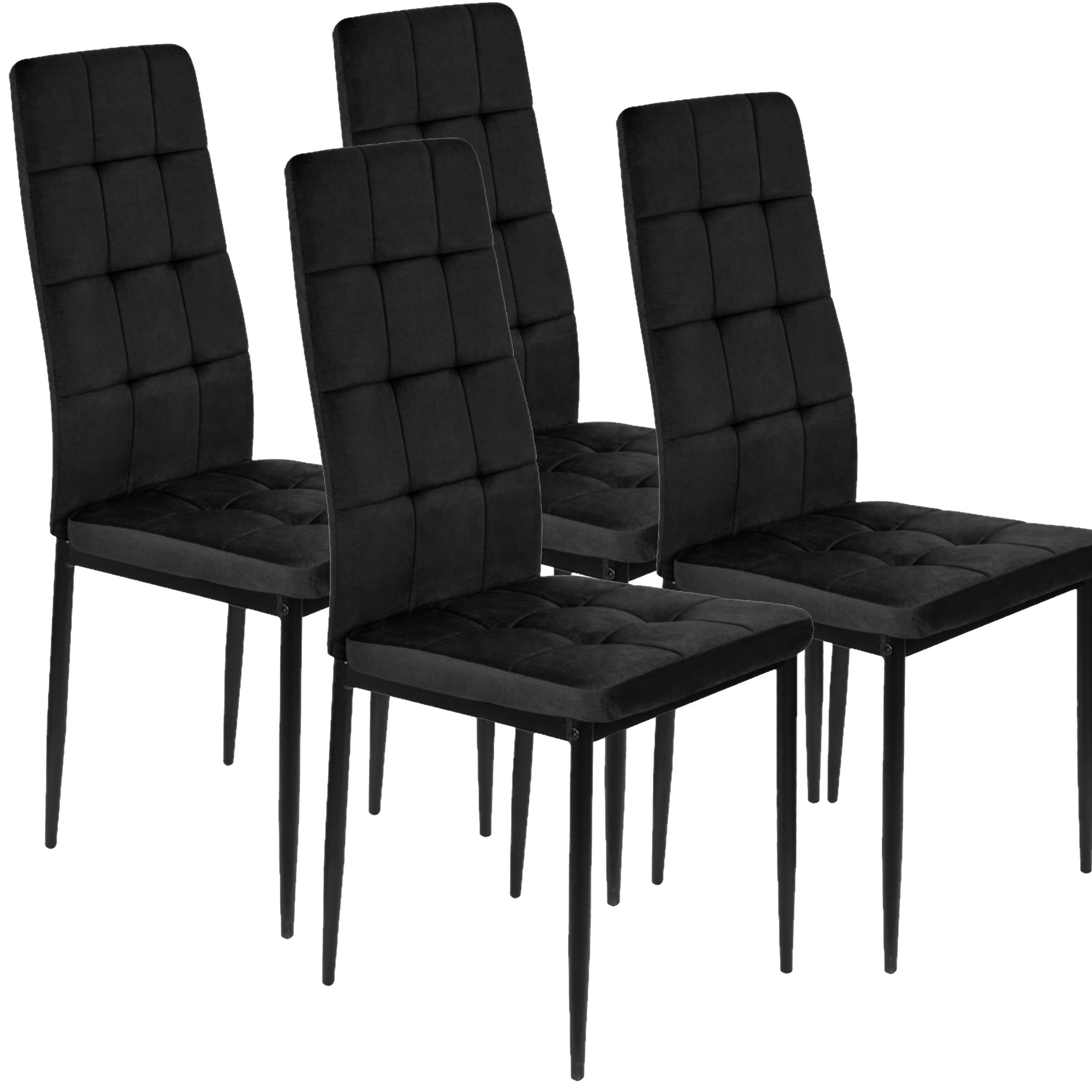 TEMU Set Of 4 "" Chairs For Dining Room, Living Room, Kitchen, Office, Upholstered, Velvet, Metal Legs, Non-slip, Black