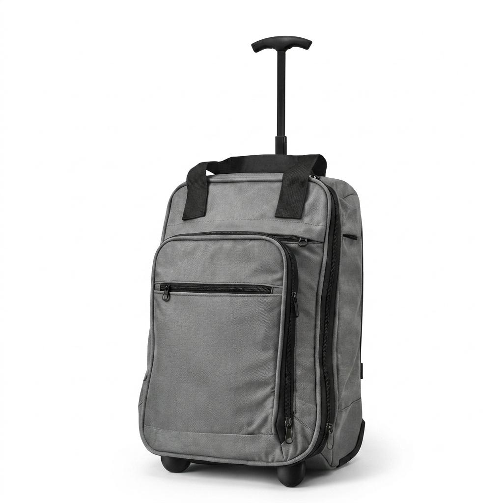 TEMU Wheeled Travel Bag With Telescopic Pull Handle – Large Capacity Rolling Luggage Bag With Multiple Zip Pockets, Carry Handles & Wheels – Grey