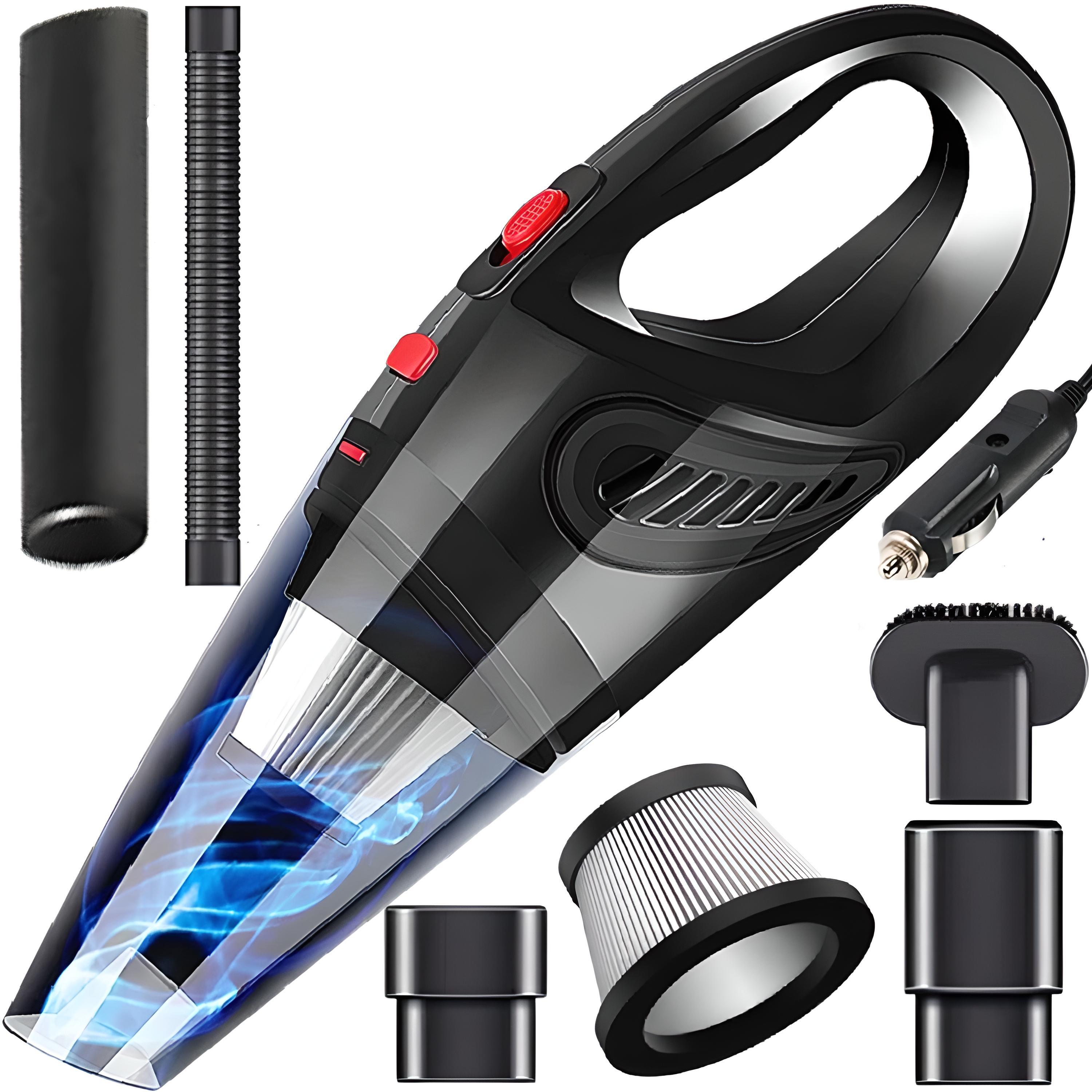 TEMU Handheld Car Vacuum Cleaner 12v 120w, Car Vacuum With Suction Pressure Of 4200 Pa, Washable Hepa Filter, 3 Replaceable Attachments And Flexible