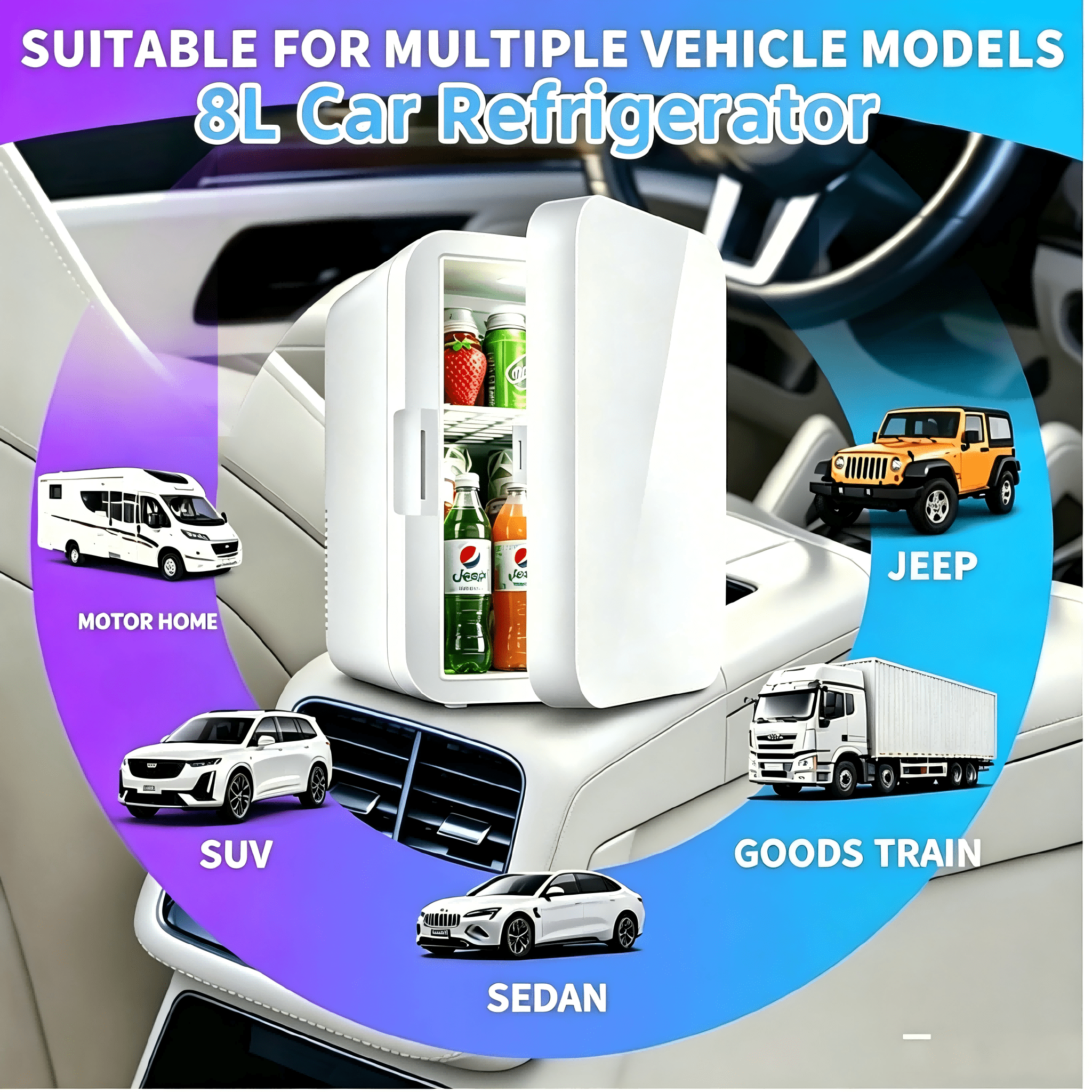 TEMU Portable Car Refrigerator, 8l Mini Freezer For Cars, Dual-function Insulated Car Fridge, Portable Cooler & Warmer, Ideal For Skincare, Camping,