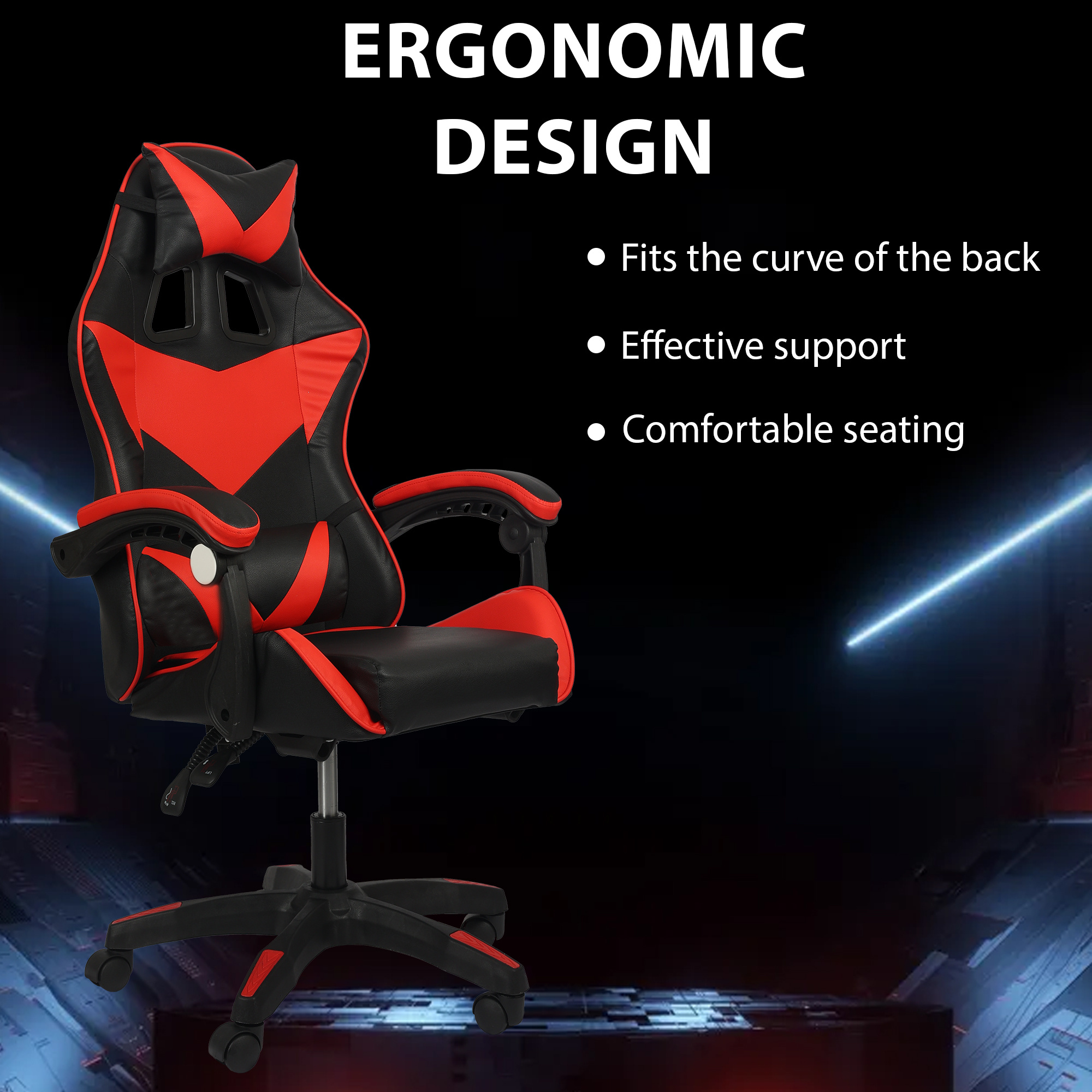 Ergonomic Gaming Chair, Adjustable Height and Lumbar Support