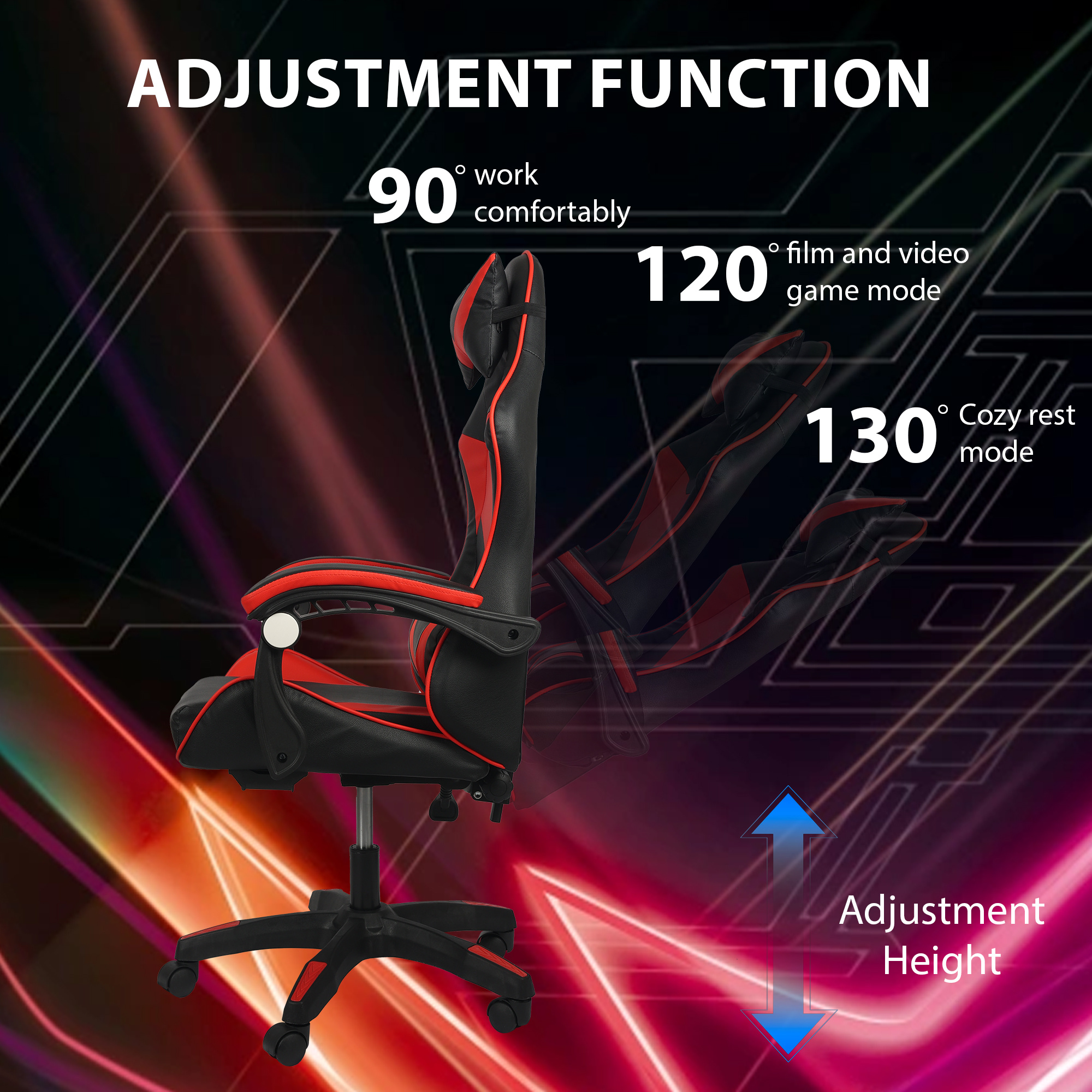Ergonomic Gaming Chair, Adjustable Height and Lumbar Support