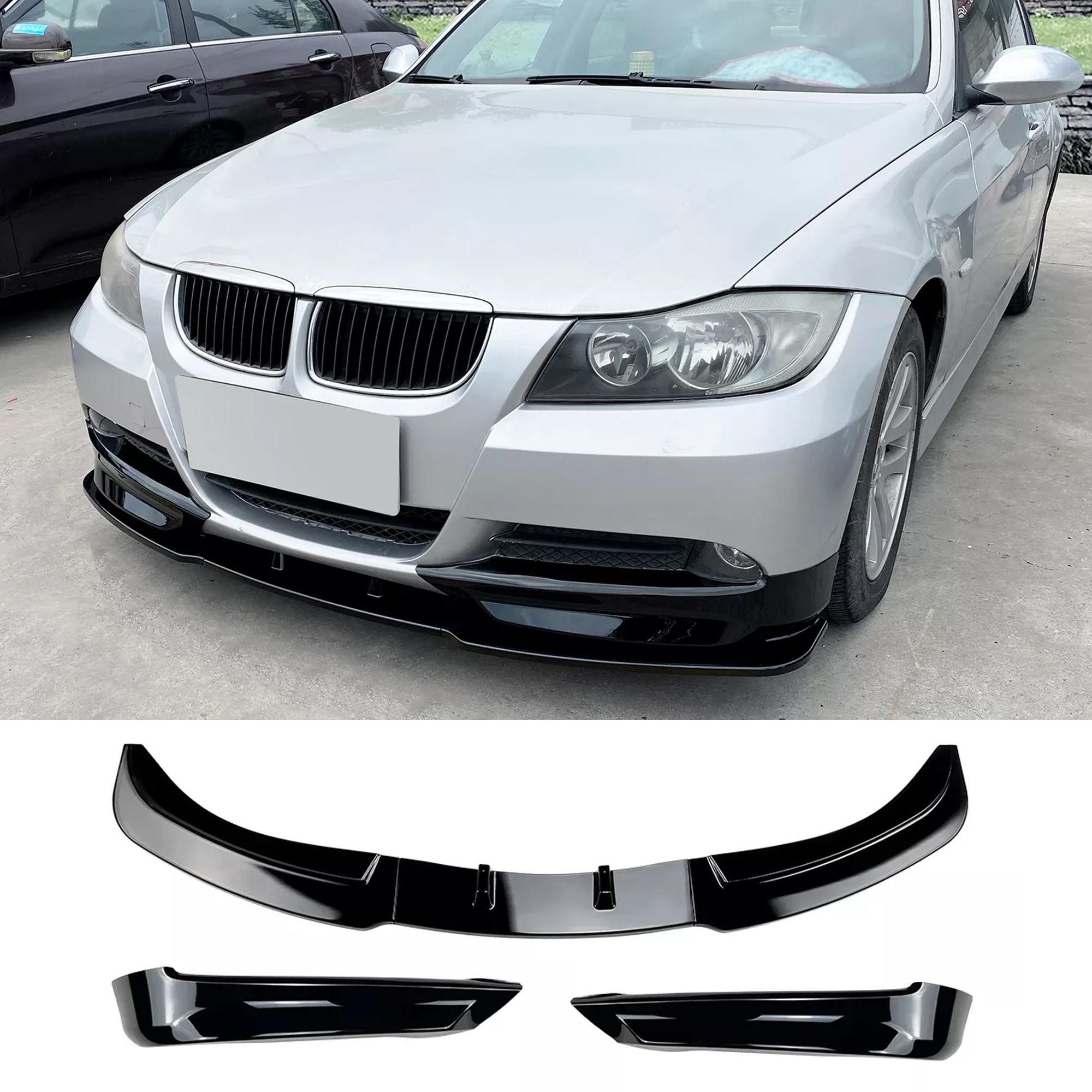 TEMU Front Bumper Lip Splitter For E90 E91 Pre-facelift 2005-2008, Front Spoiler, Bumper Splitter, Car Tuning Body Kit, Exterior Styling Accessories