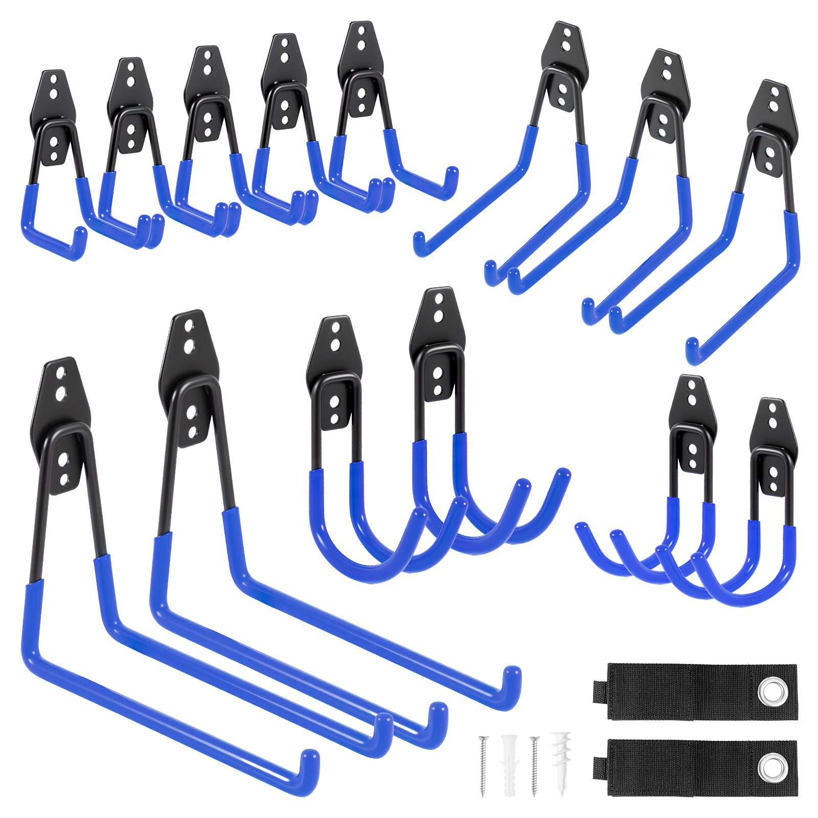 Image of 16pcs Set Made Of Steel: Wall Hook Organizer For - Hanging For Garden Tools, Sports Equipment, Ladders, And More