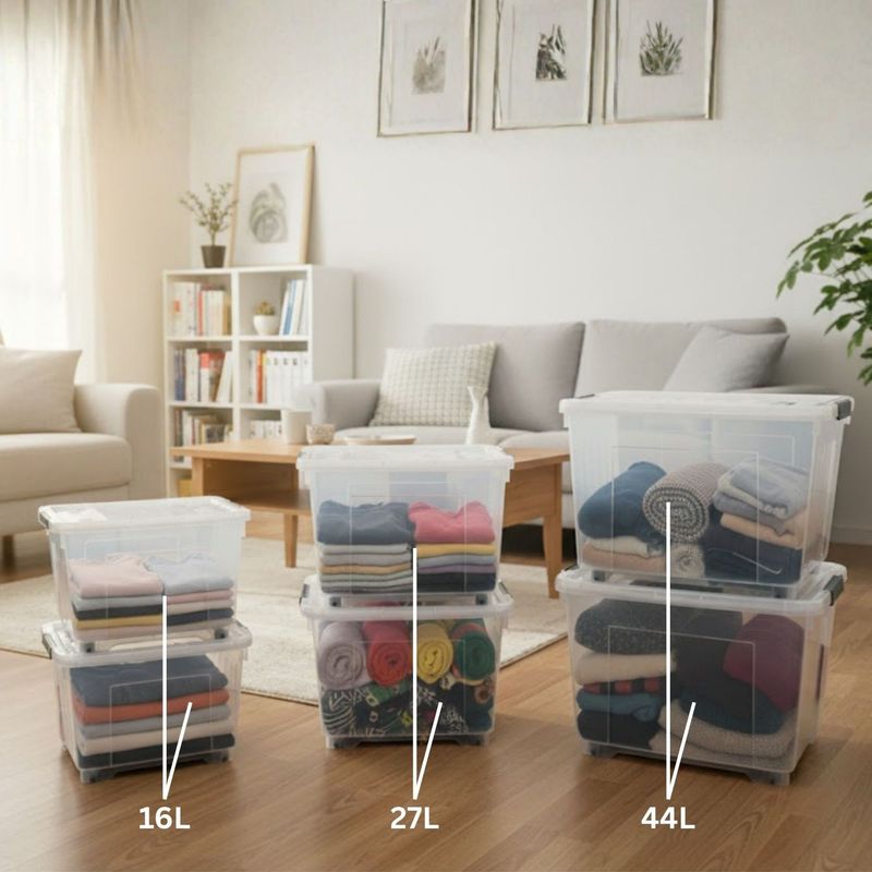 Storage Boxes With Lid & Rollers – 2pcs Set Each 16l, 27l, 44l – Stackable Storage Boxes Made Of Bpa-free Plastic – Organization System & Transport Box