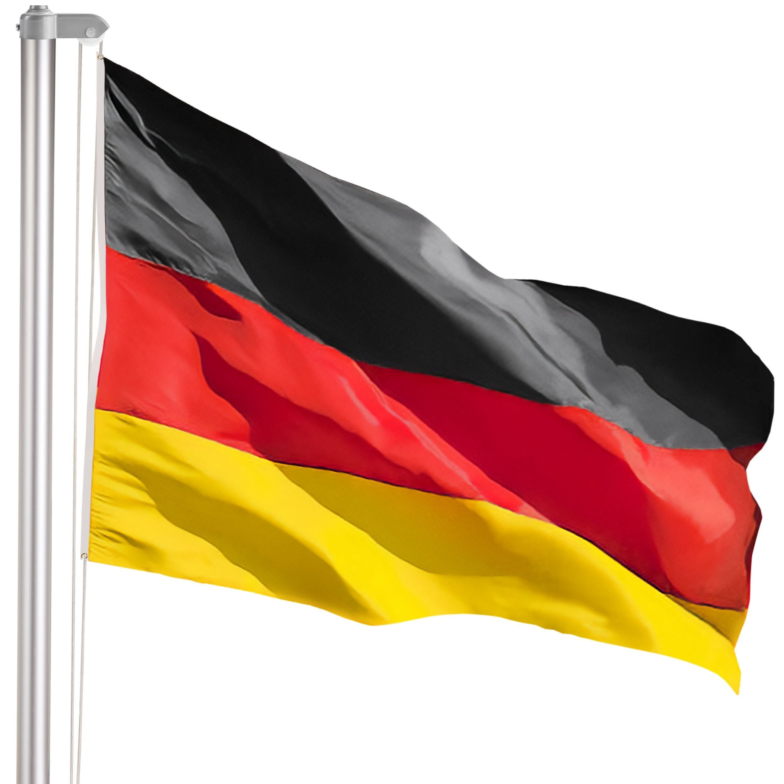 Image of Brubaker Aluminum Flagpole Including German Flag - 6m Flagpole With Ground Sleeve For Garden And Camping + German Flag 150 X 90 Cm