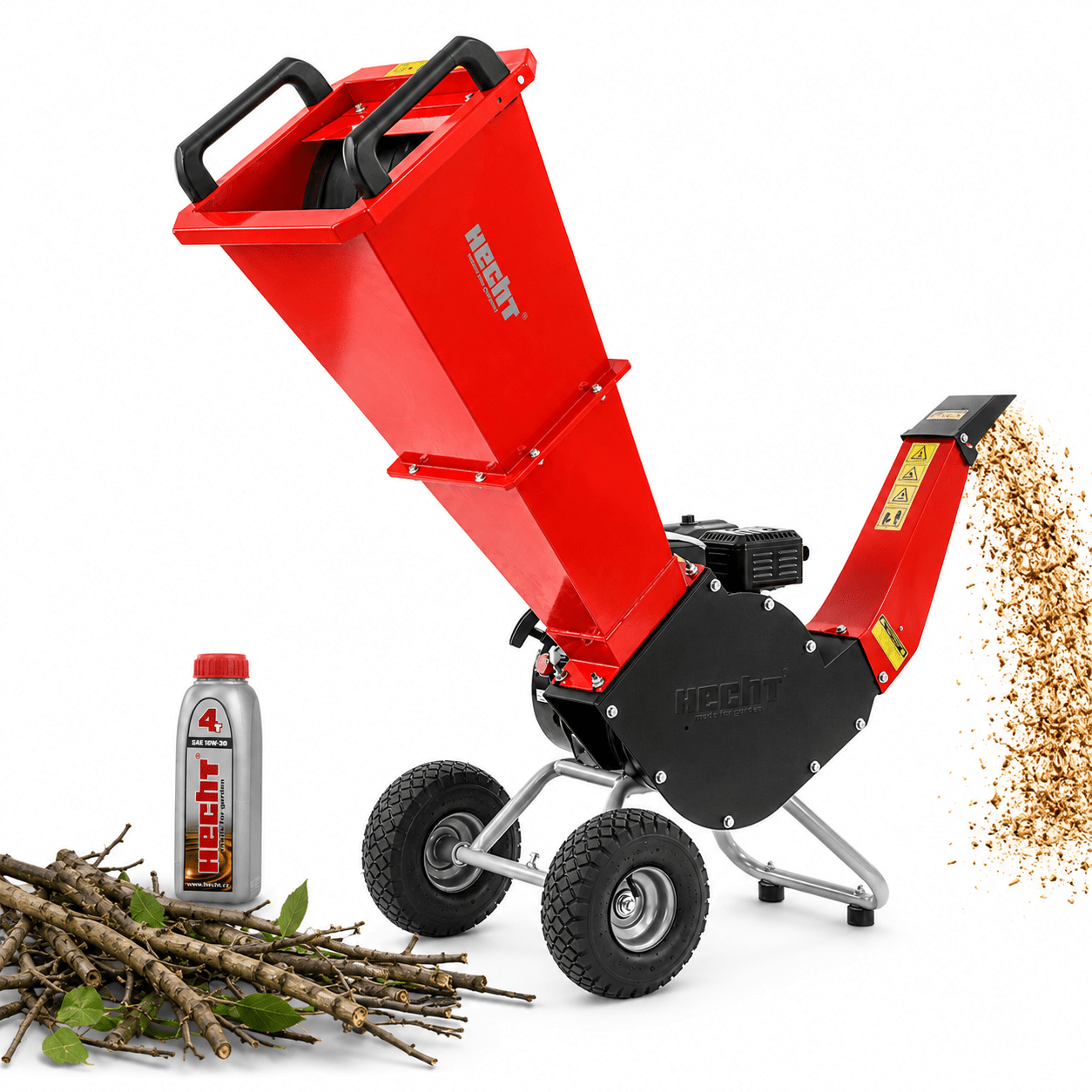 Image of Petrol Garden With 4.3 Kw And 5.8 - Knife Wood With Drum And 2 Reversible Knives, Cm Branch Diameter, Adjustable Chute And Pneumatic Tyres