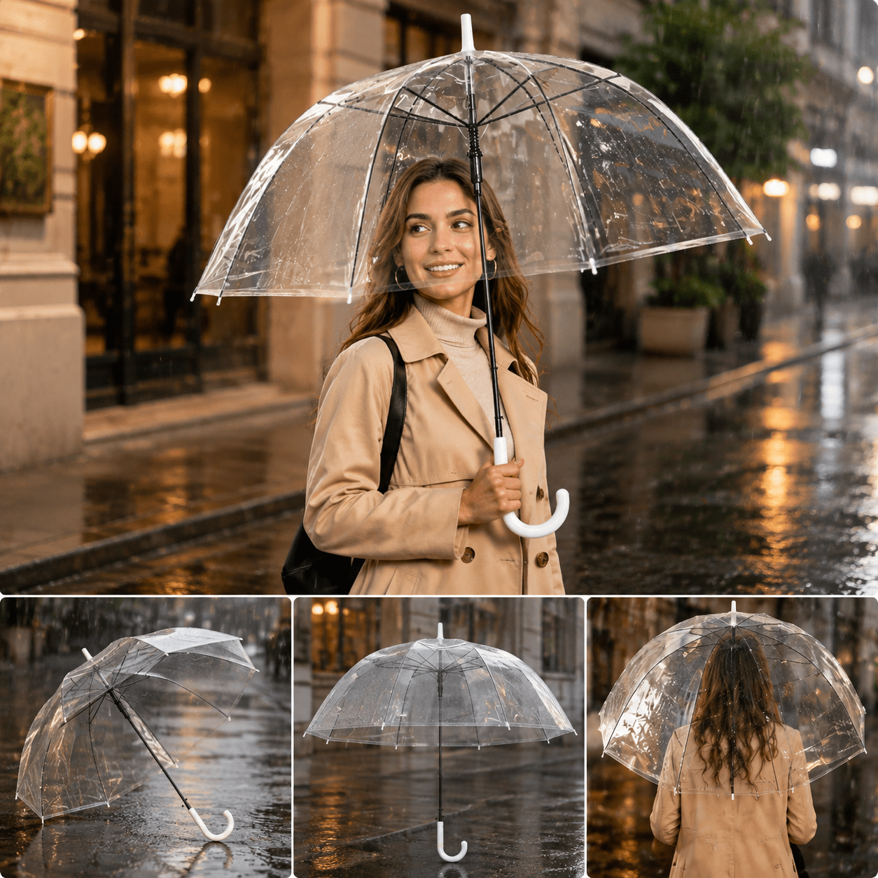 Transparent With Frame – An Elegant And Umbrella With A Straight Handle. This High-quality, Compact Umbrella Is Ideal As A Wedding Umbrella, Men's Umbrella, Or A Stylish Companion For Occasions