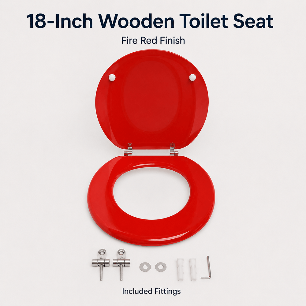 TEMU Asiento de inodoro de madera de 18 pulgadas color , WC 42,8 x 37 cm, asiento de baño con accesorios de instalación
