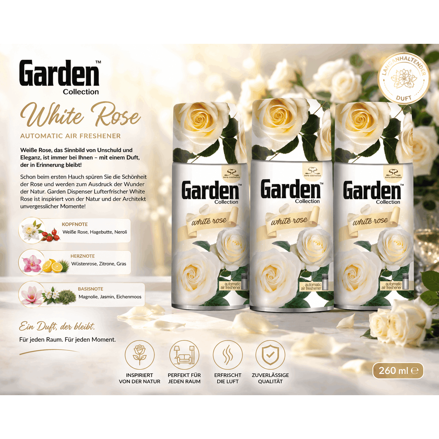 Garden Collection White Rose – Automatic Air Freshener, 3 Ml