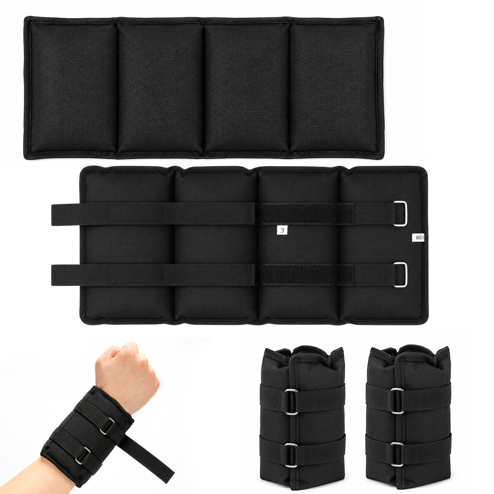 Image of 2pcs Of Sand Weights For Legs/hand Wrists (3/4/5/6 Kg) - Adjustable Weight Cuffs For Strength Training, Running, And Fitness