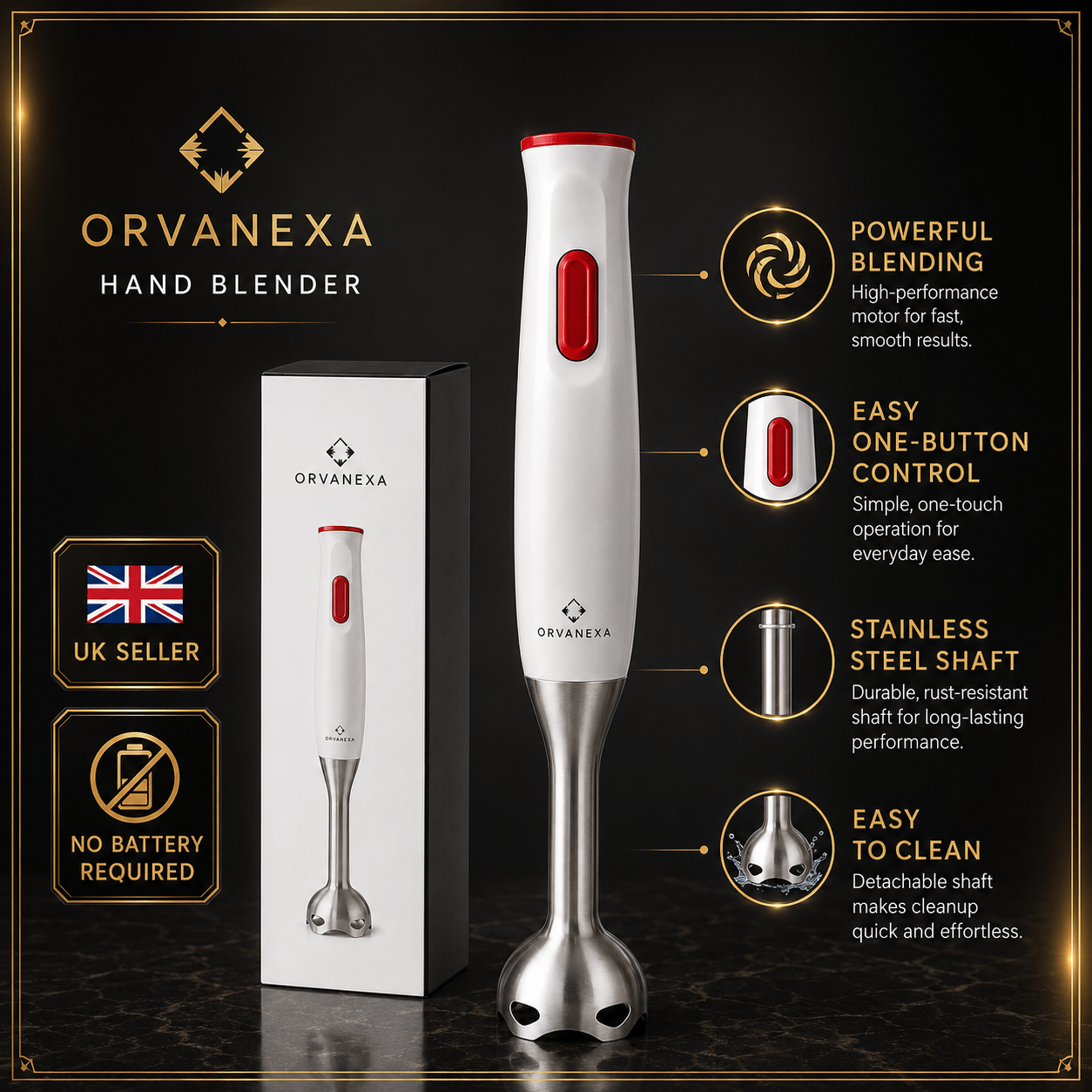 TEMU Corded Hand Blender, Detachable Easy‑clean Stainless Steel Shaft Hand Stick Mixer For Soup, Smoothie And Baby‑food Making