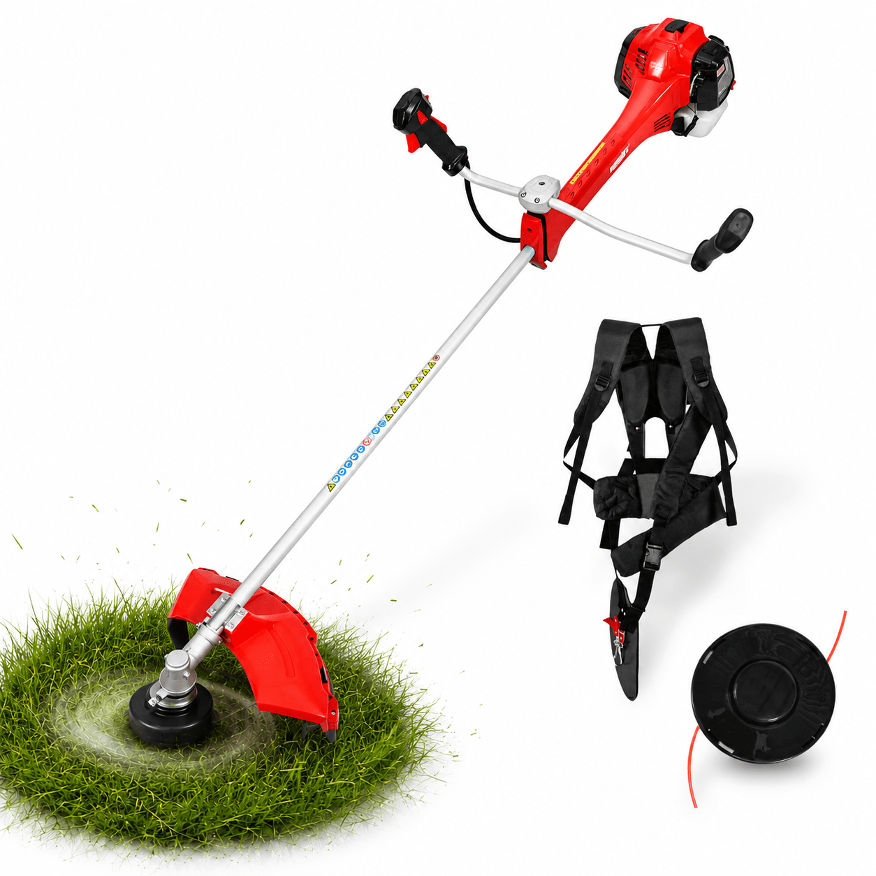 Image of Gasoline Brush Cutter And Grass Trimmer With 63.3 Cm³ And 3.1 – Professional Tool With 25.5 Cm Metal Blade, 42 Cm Line Width, Automatic Line Feed With Line Guide, And Carrying Strap