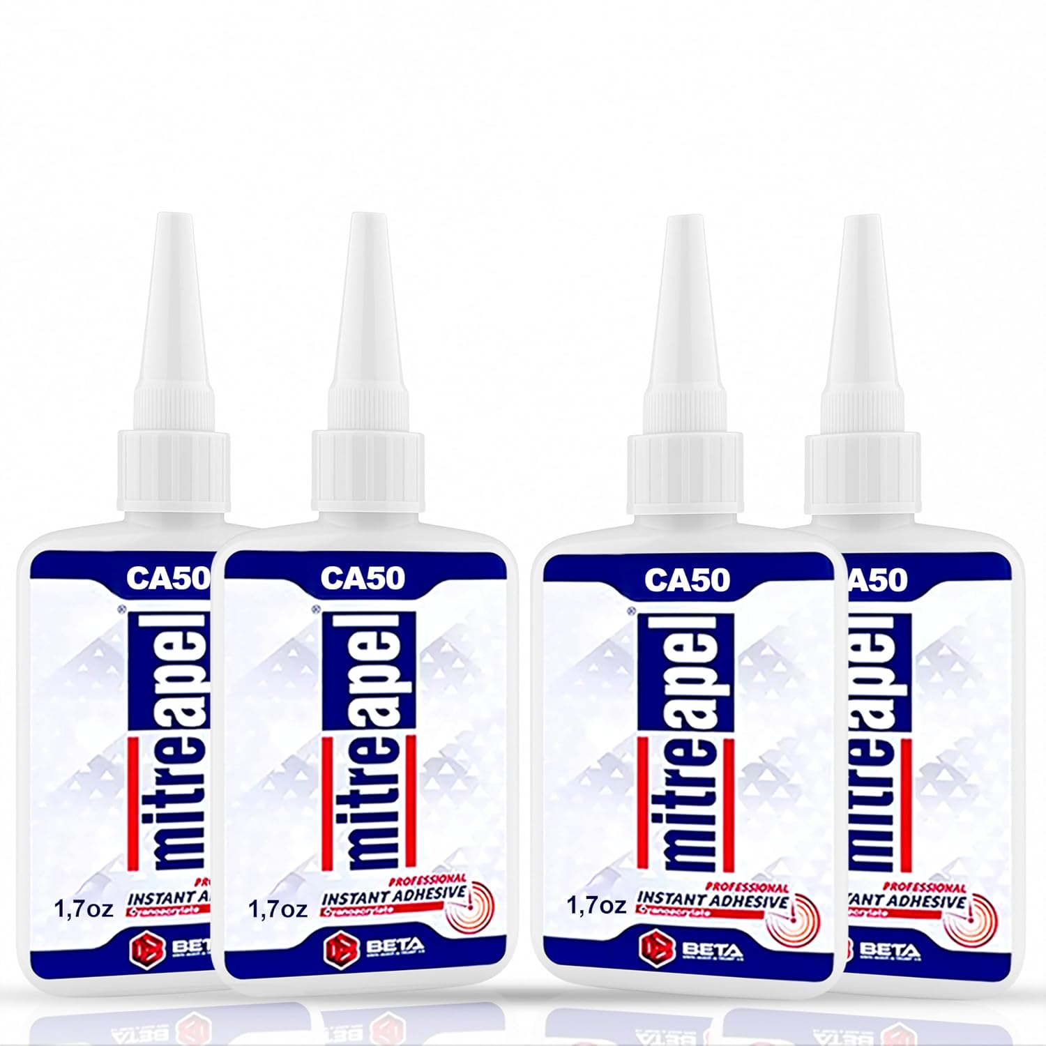 Image of Mitreapel Cyanoacrylate (ca) Instant Glue (4 X 50g) For Plastic, Metal, Leather And Ceramic - Quick Glue For Carpentry, Modelling, Woodworking - 4 Pieces