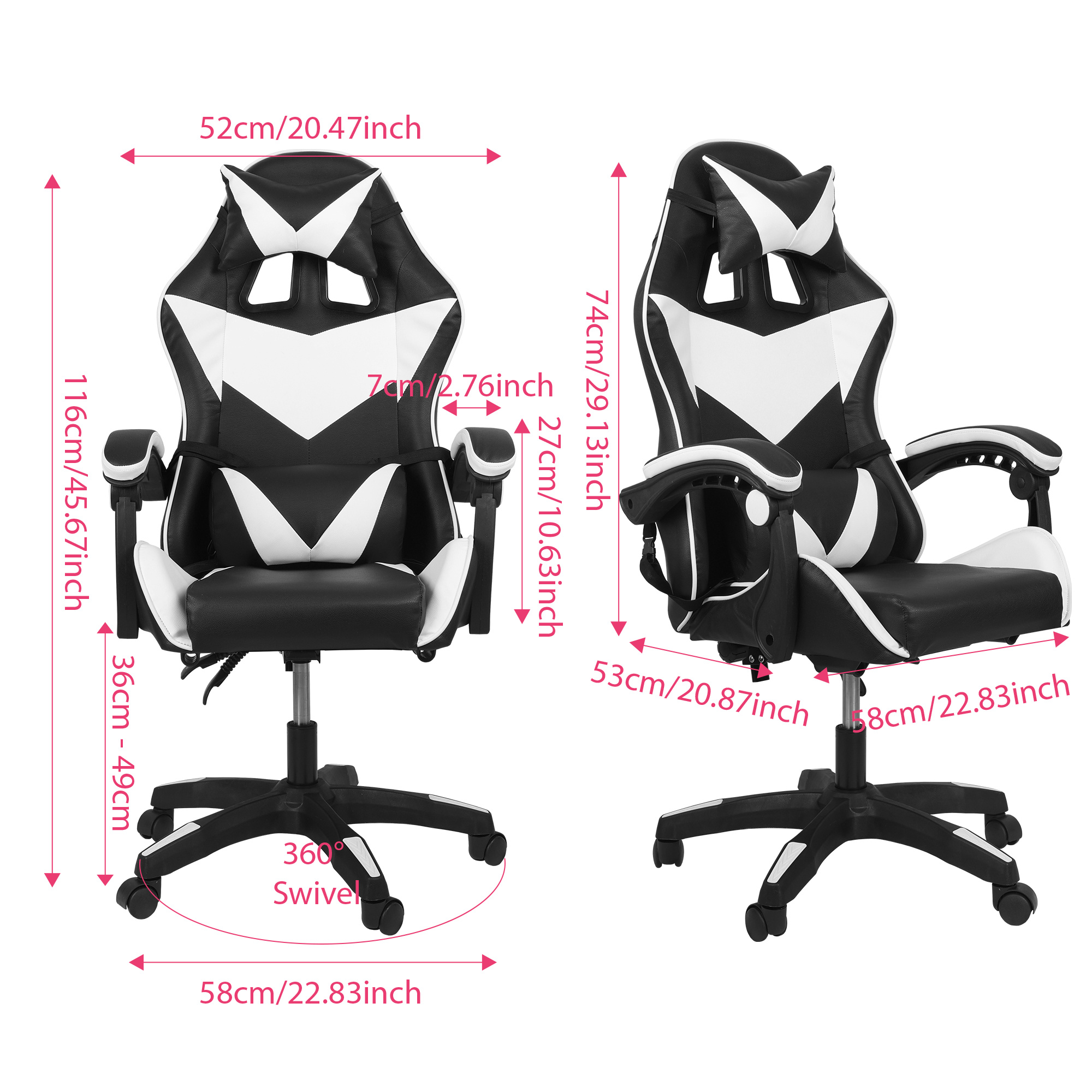 Ergonomic Gaming Chair, Adjustable Height and Lumbar Support