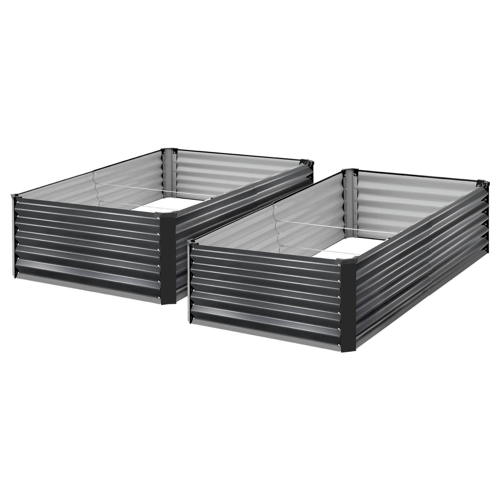 TEMU 2 Pack Galvanized Raised Garden Beds, 6.67 X 3.35 X 1.51 Ft, Rectangular Metal Planter Boxes Kit Outdoor, Elevated Planting Box With, Alu-, For