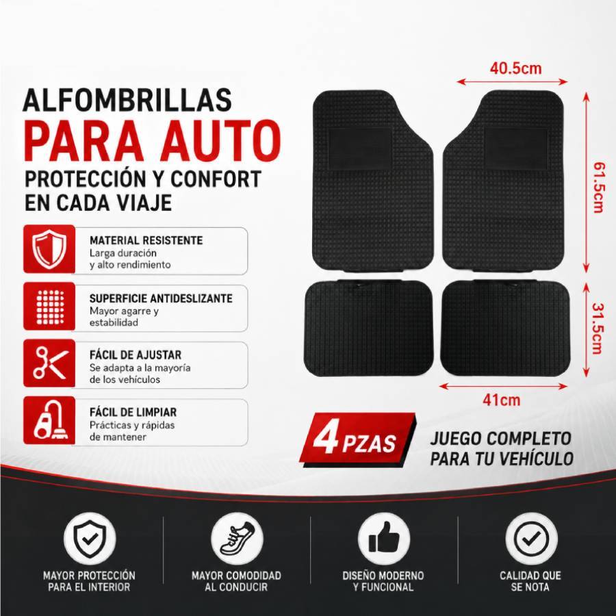 TEMU Tapetes para auto | Juego de 4 piezas | Ajuste universal | Ajuste específico para | Material duradero para uso prolongado | Fácil de mantener |